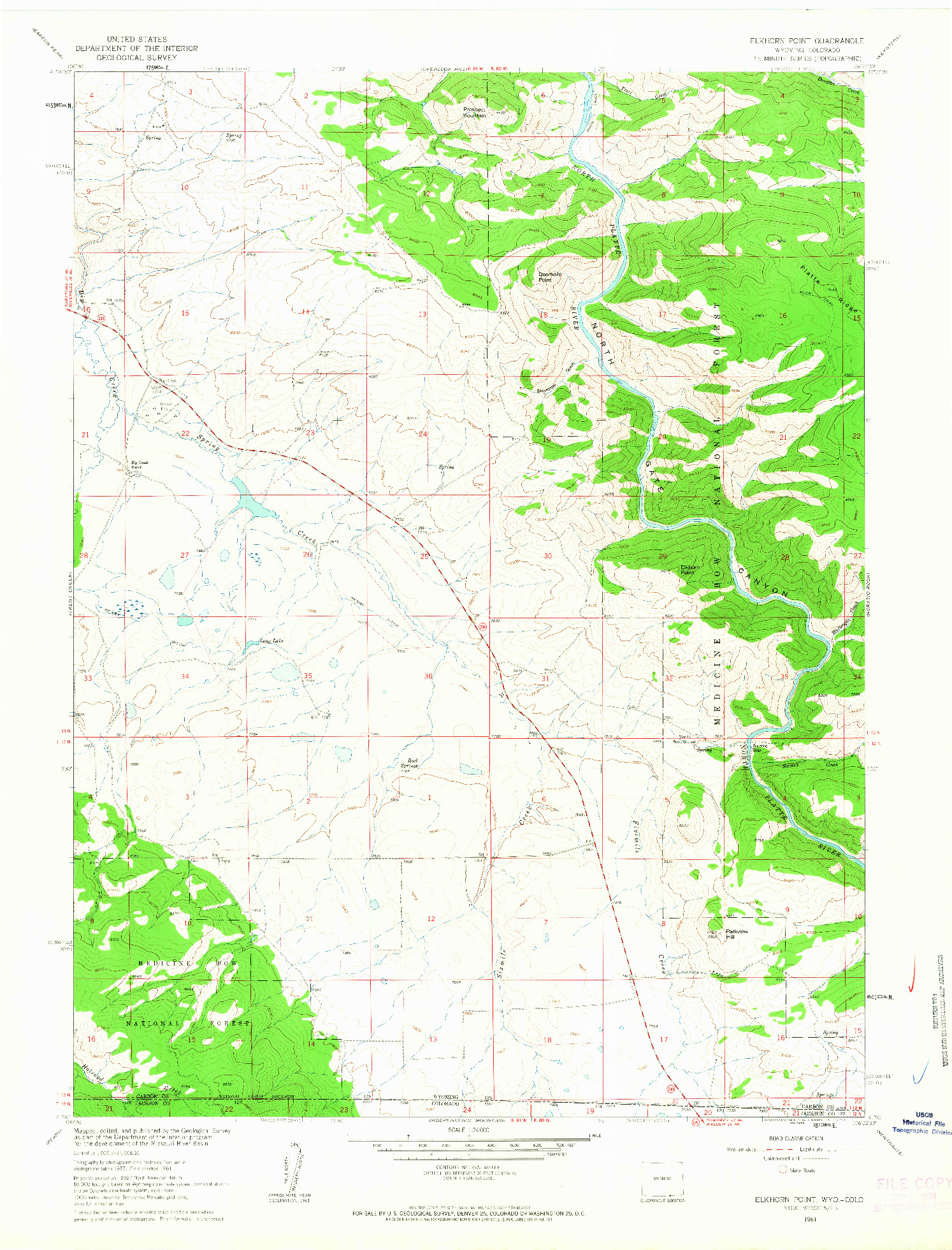 USGS 1:24000-SCALE QUADRANGLE FOR ELKHORN POINT, WY 1961