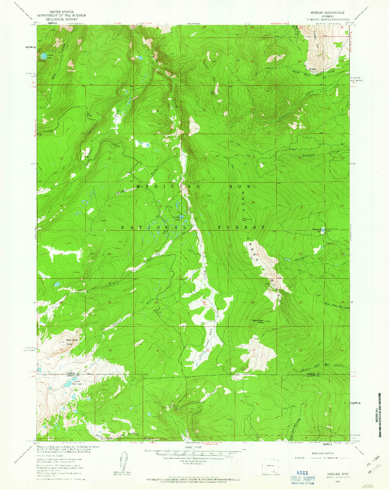 USGS 1:24000-SCALE QUADRANGLE FOR MORGAN, WY 1961