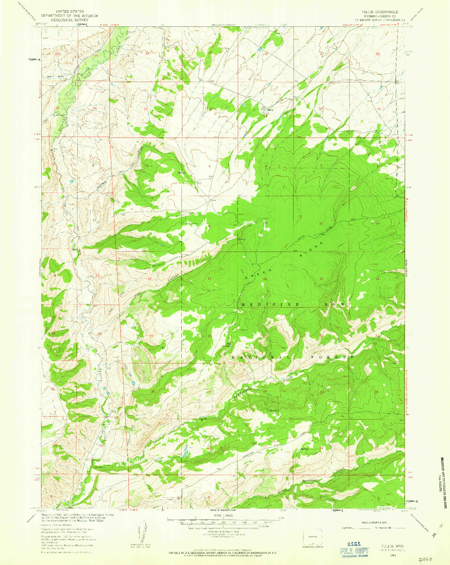 USGS 1:24000-SCALE QUADRANGLE FOR TULLIS, WY 1961