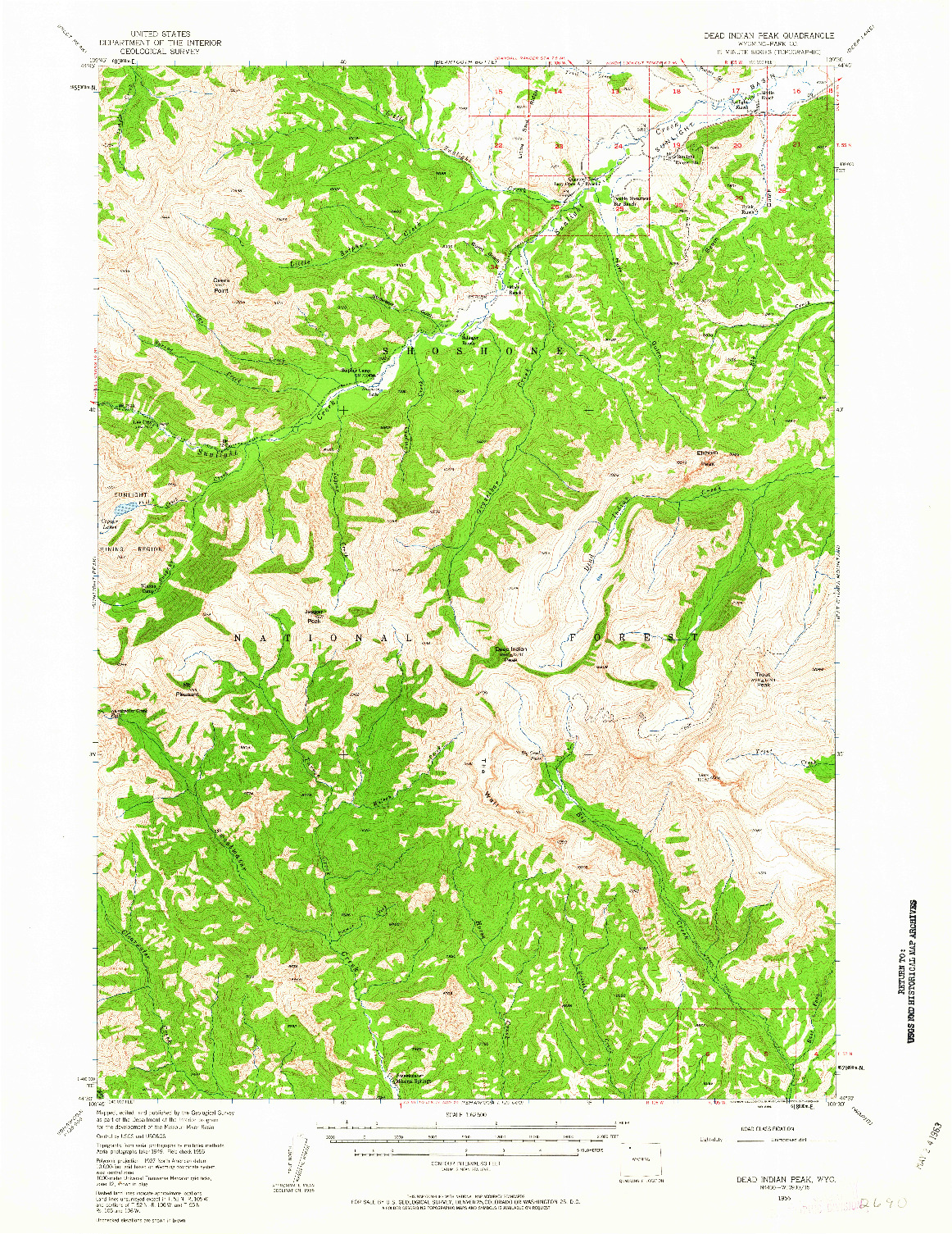 USGS 1:62500-SCALE QUADRANGLE FOR DEAD INDIAN PEAK, WY 1956