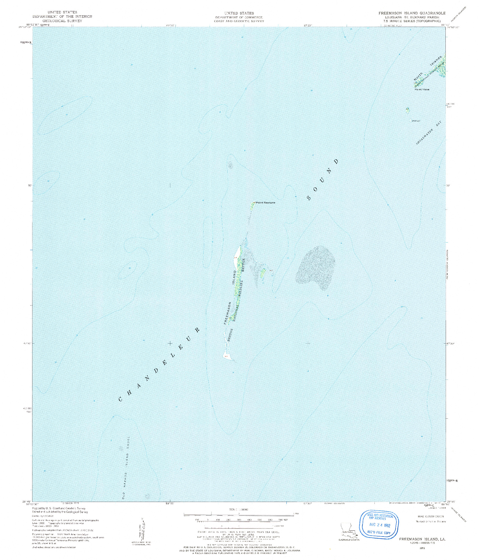 USGS 1:24000-SCALE QUADRANGLE FOR FREEMASON ISLAND, LA 1951