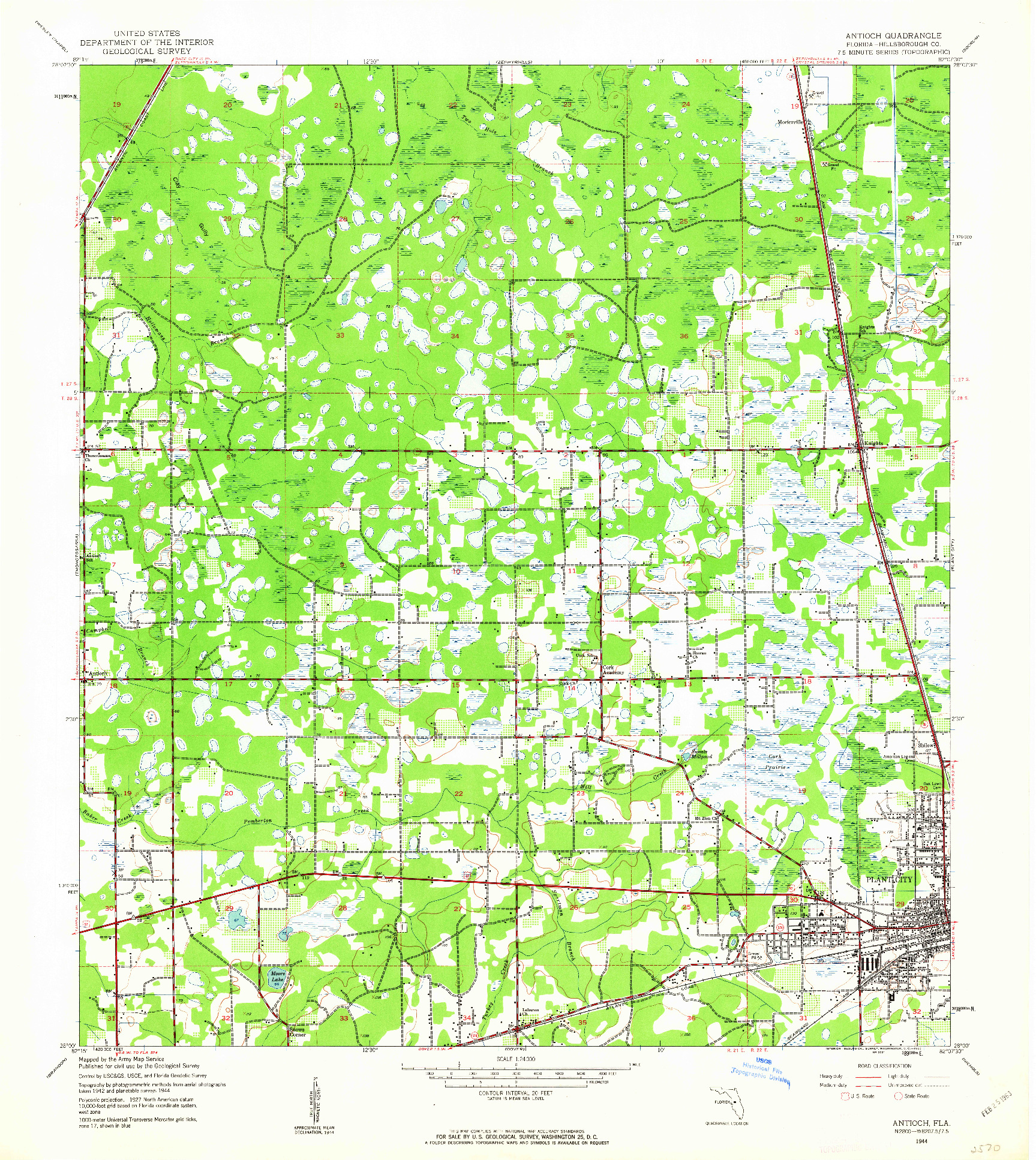 USGS 1:24000-SCALE QUADRANGLE FOR ANTIOCH, FL 1944