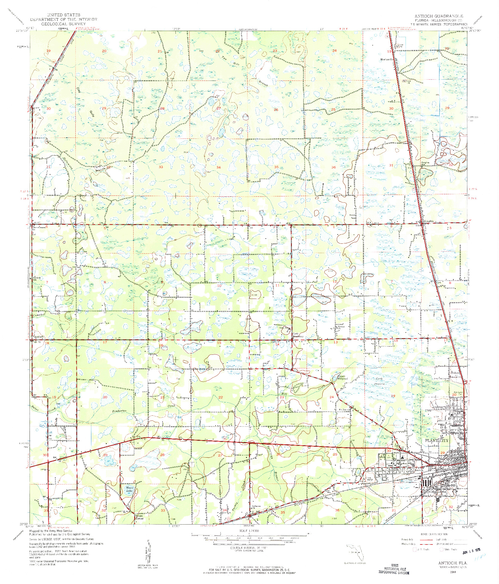 USGS 1:24000-SCALE QUADRANGLE FOR ANTIOCH, FL 1944