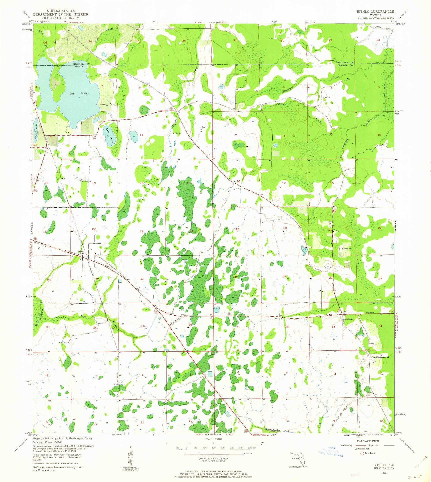 USGS 1:24000-SCALE QUADRANGLE FOR BITHLO, FL 1953