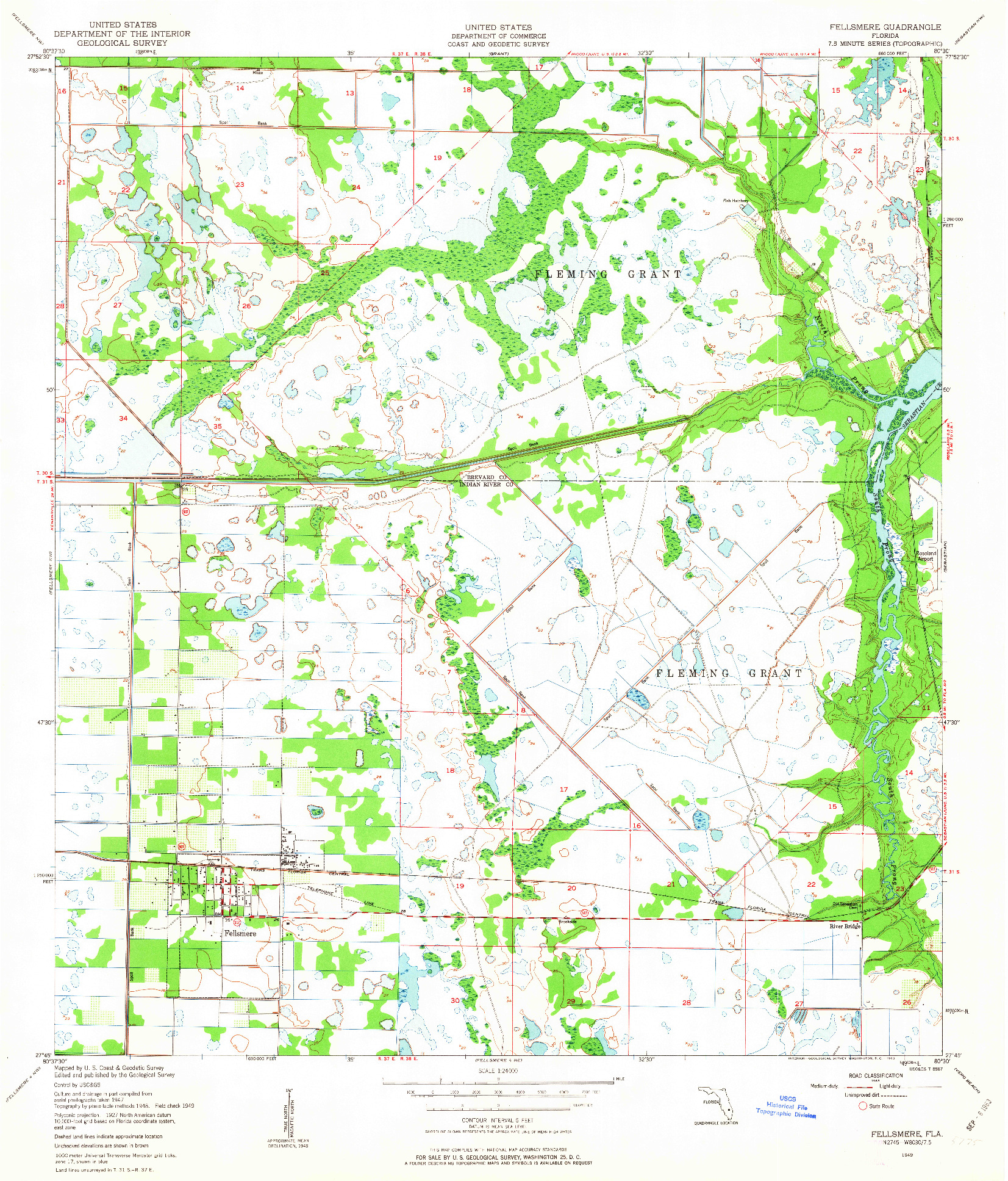 USGS 1:24000-SCALE QUADRANGLE FOR FELLSMERE, FL 1949