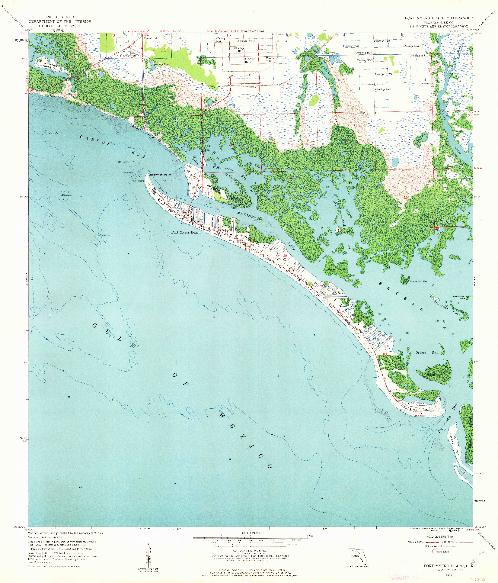 USGS 1:24000-SCALE QUADRANGLE FOR FORT MYERS BEACH, FL 1958