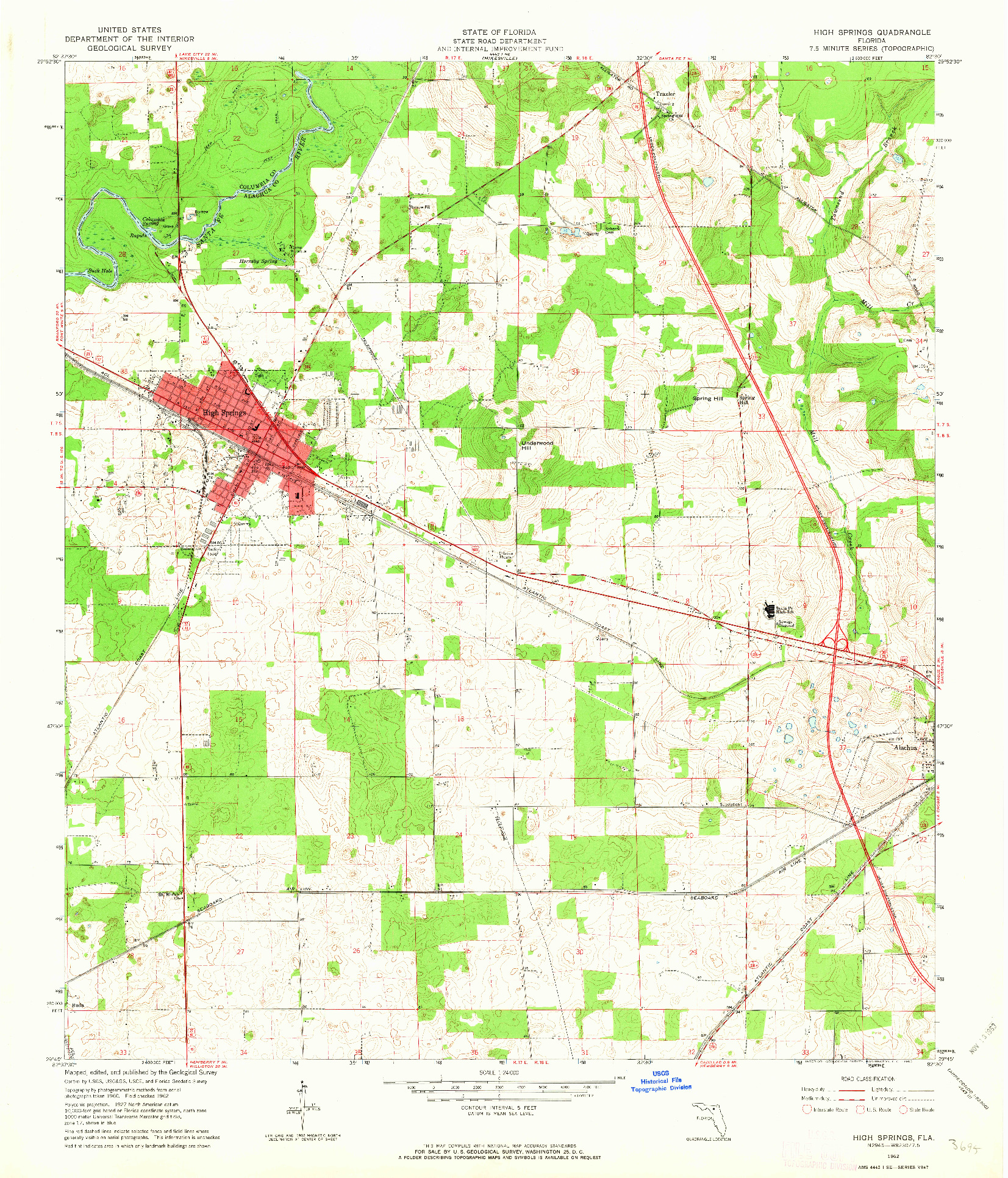 USGS 1:24000-SCALE QUADRANGLE FOR HIGH SPRINGS, FL 1962