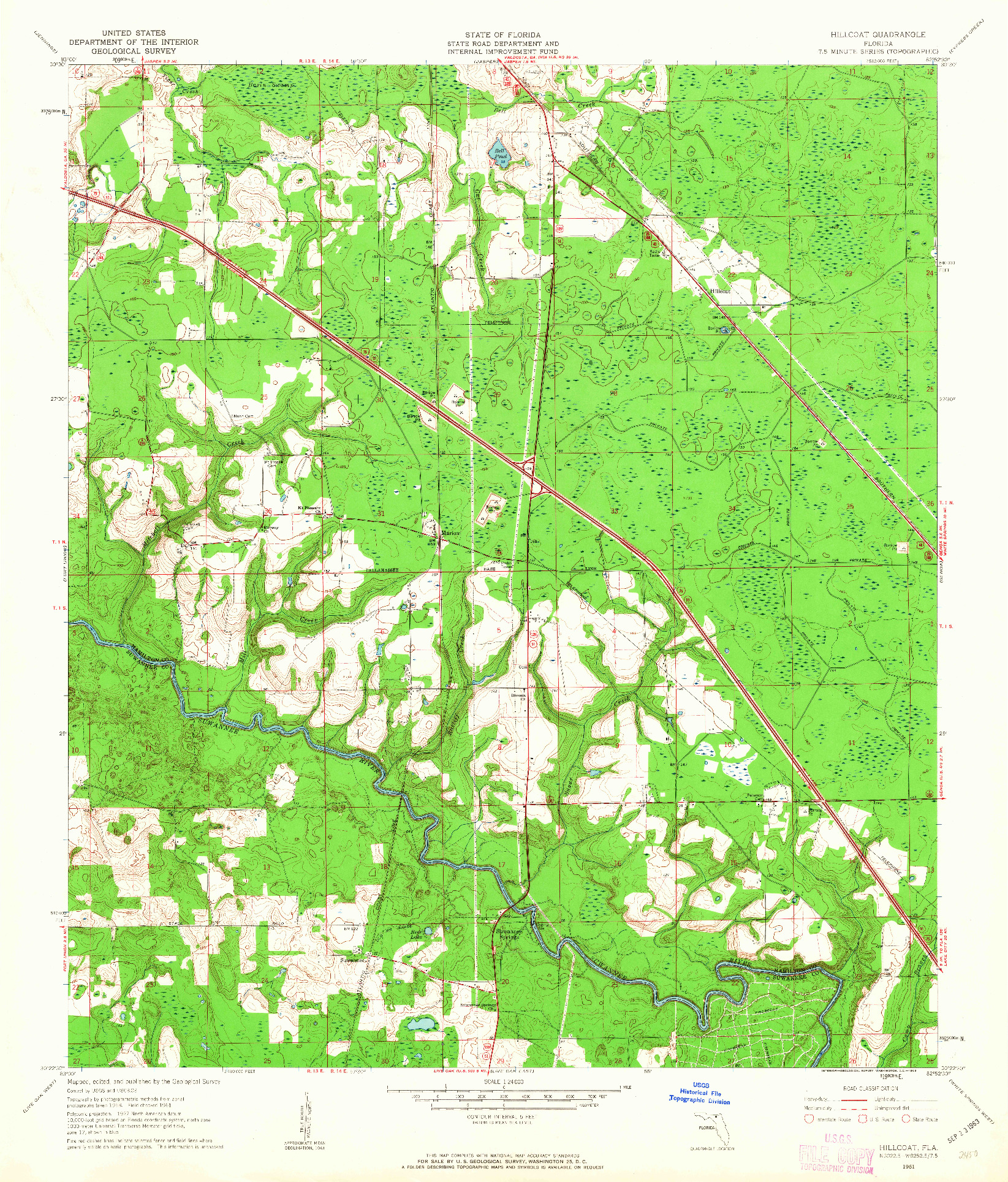 USGS 1:24000-SCALE QUADRANGLE FOR HILLCOAT, FL 1961