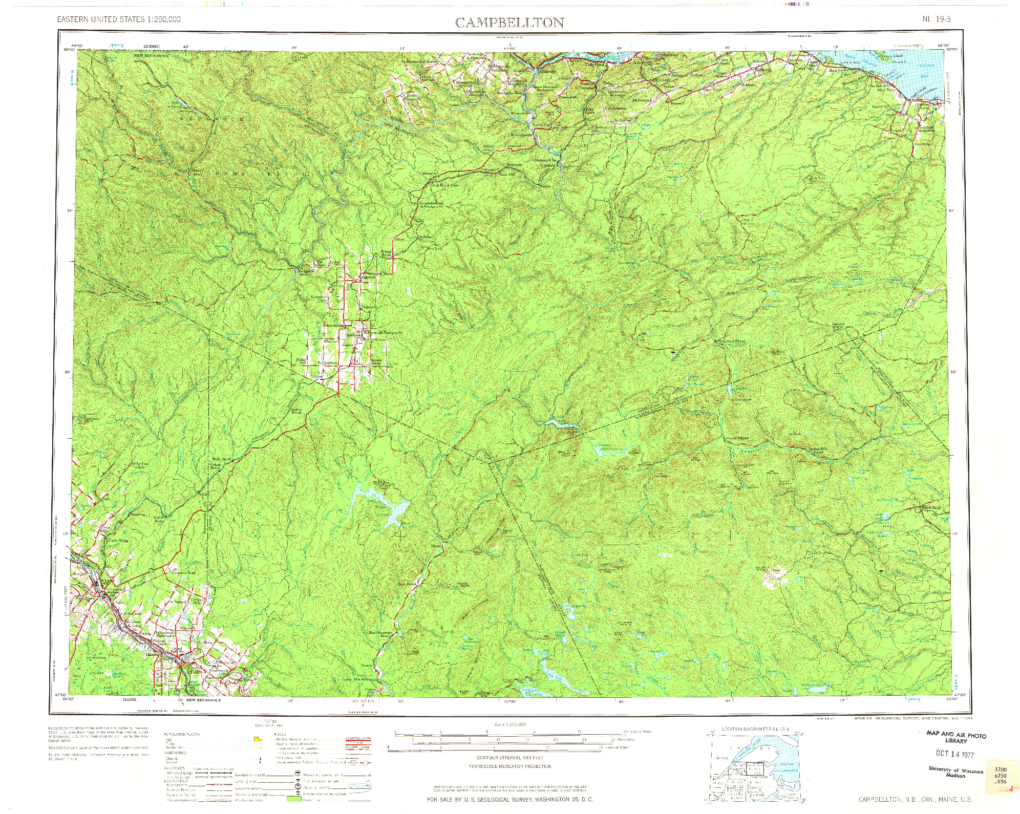 USGS 1:250000-SCALE QUADRANGLE FOR CAMPBELLTON, ME 1963