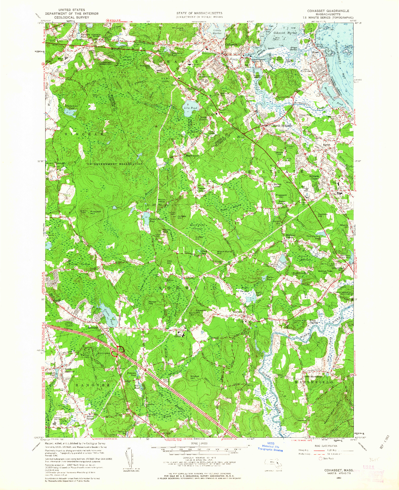USGS 1:24000-SCALE QUADRANGLE FOR COHASSET, MA 1961