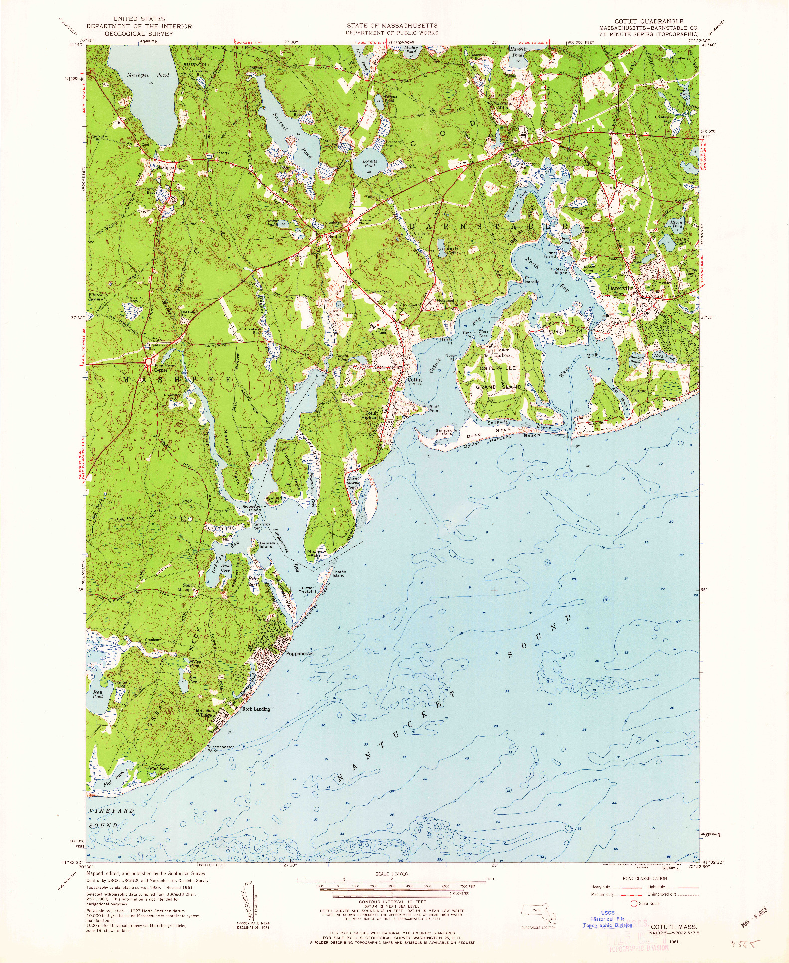 USGS 1:24000-SCALE QUADRANGLE FOR COTUIT, MA 1961