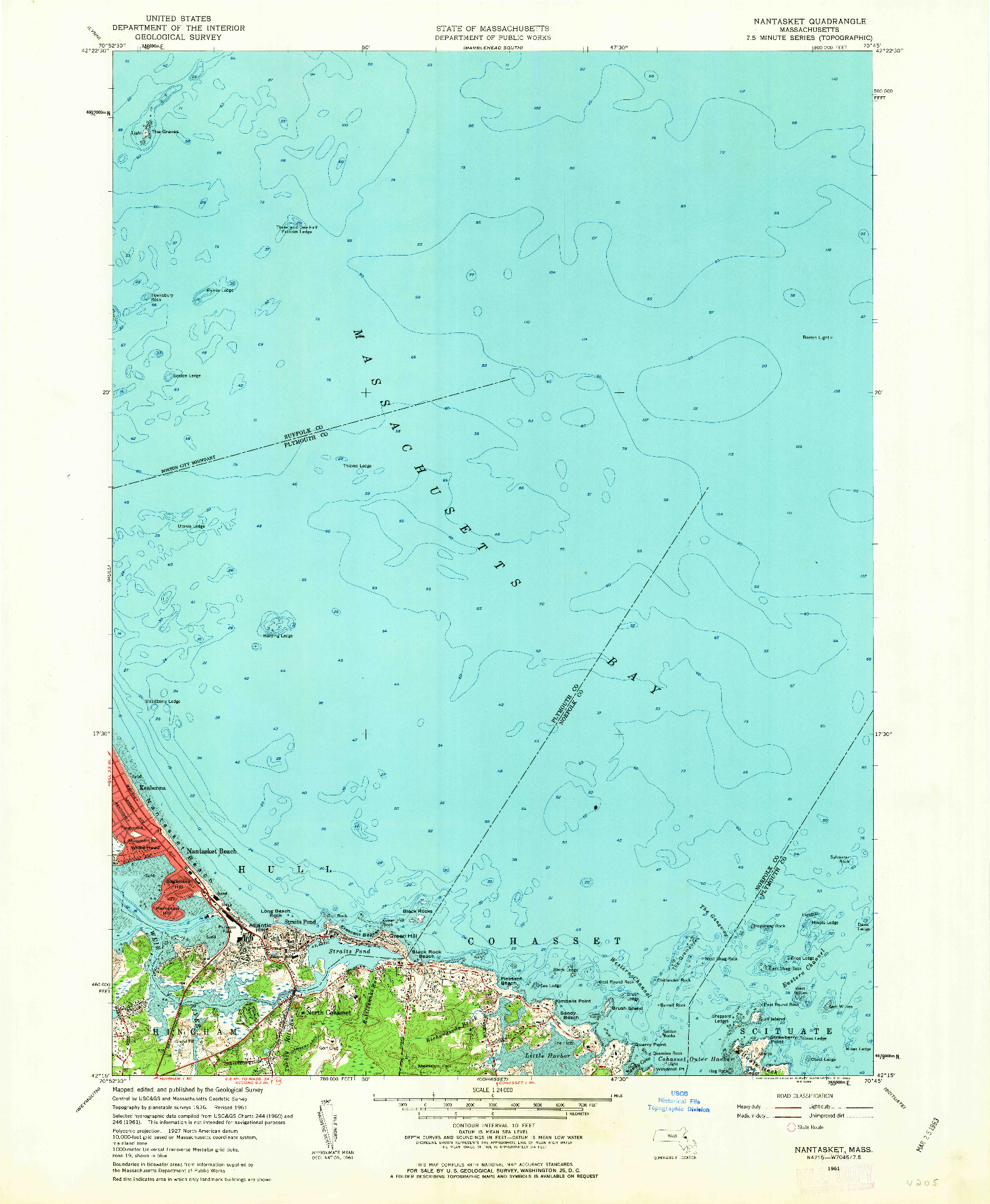 USGS 1:24000-SCALE QUADRANGLE FOR NANTASKET, MA 1961