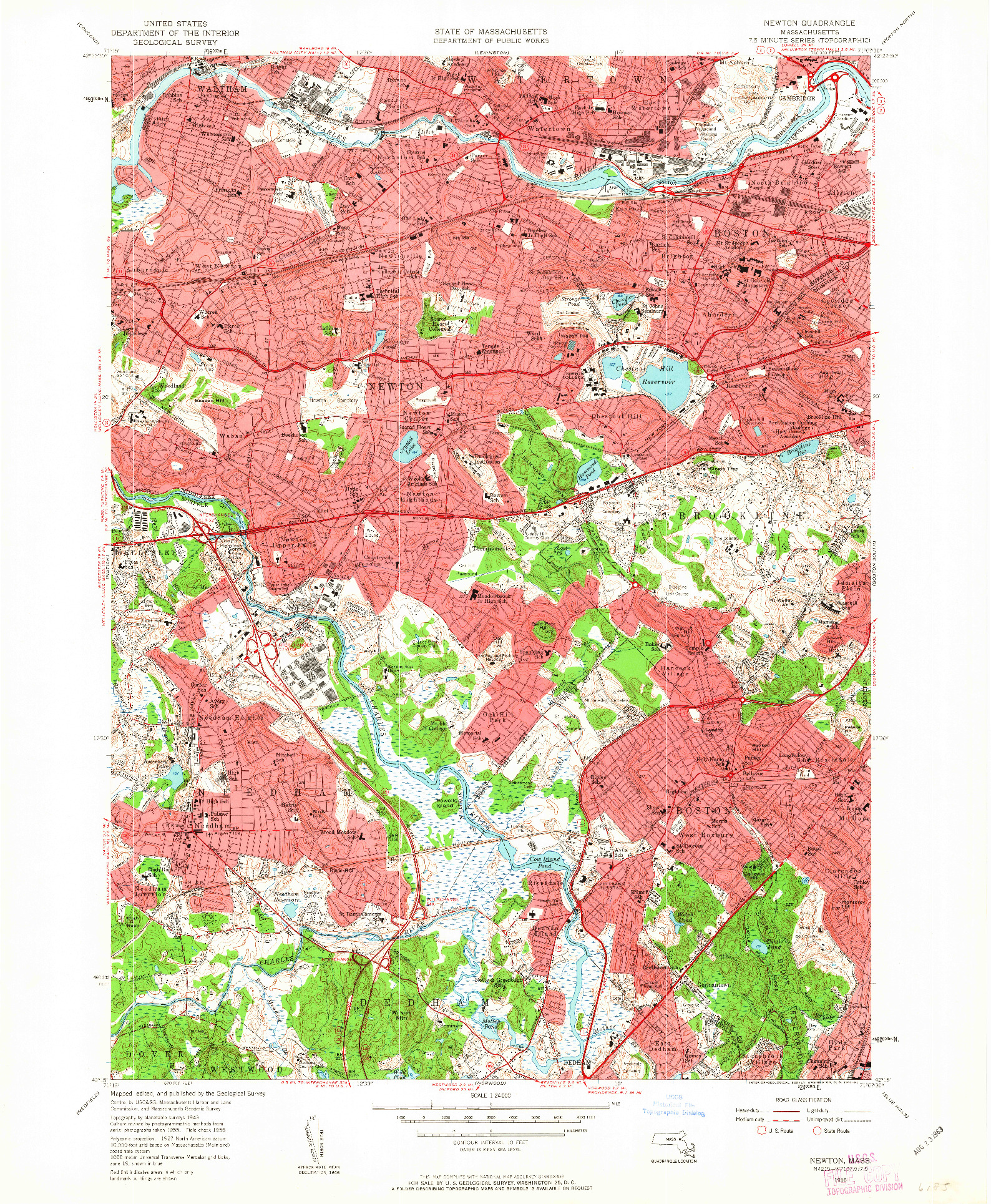 USGS 1:24000-SCALE QUADRANGLE FOR NEWTON, MA 1956