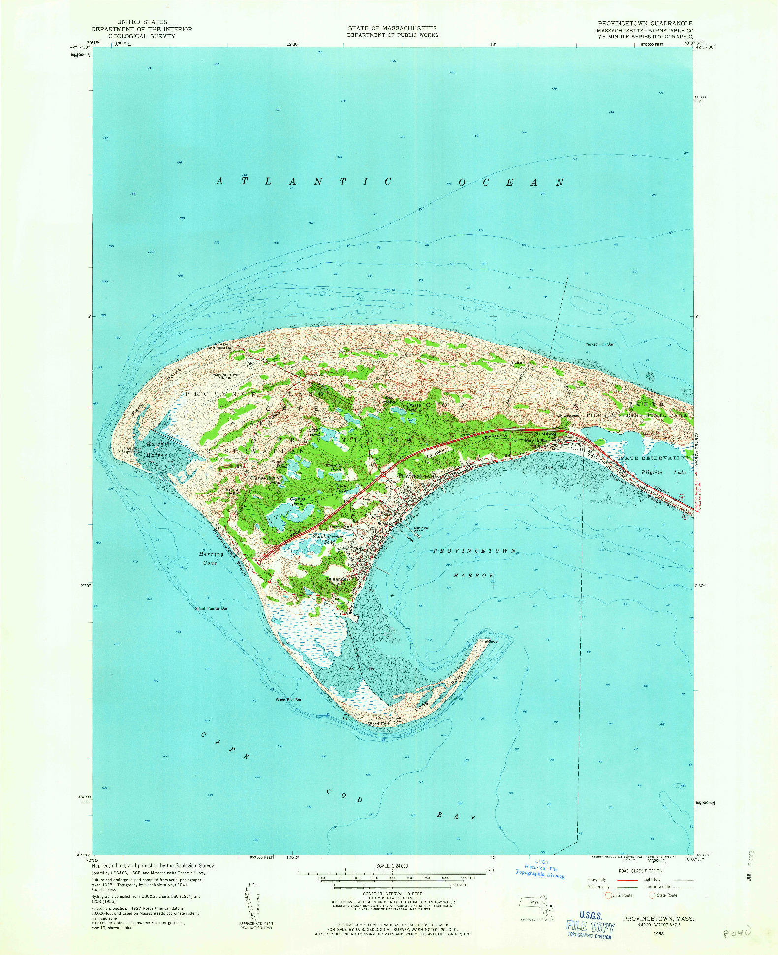 USGS 1:24000-SCALE QUADRANGLE FOR PROVINCETOWN, MA 1958