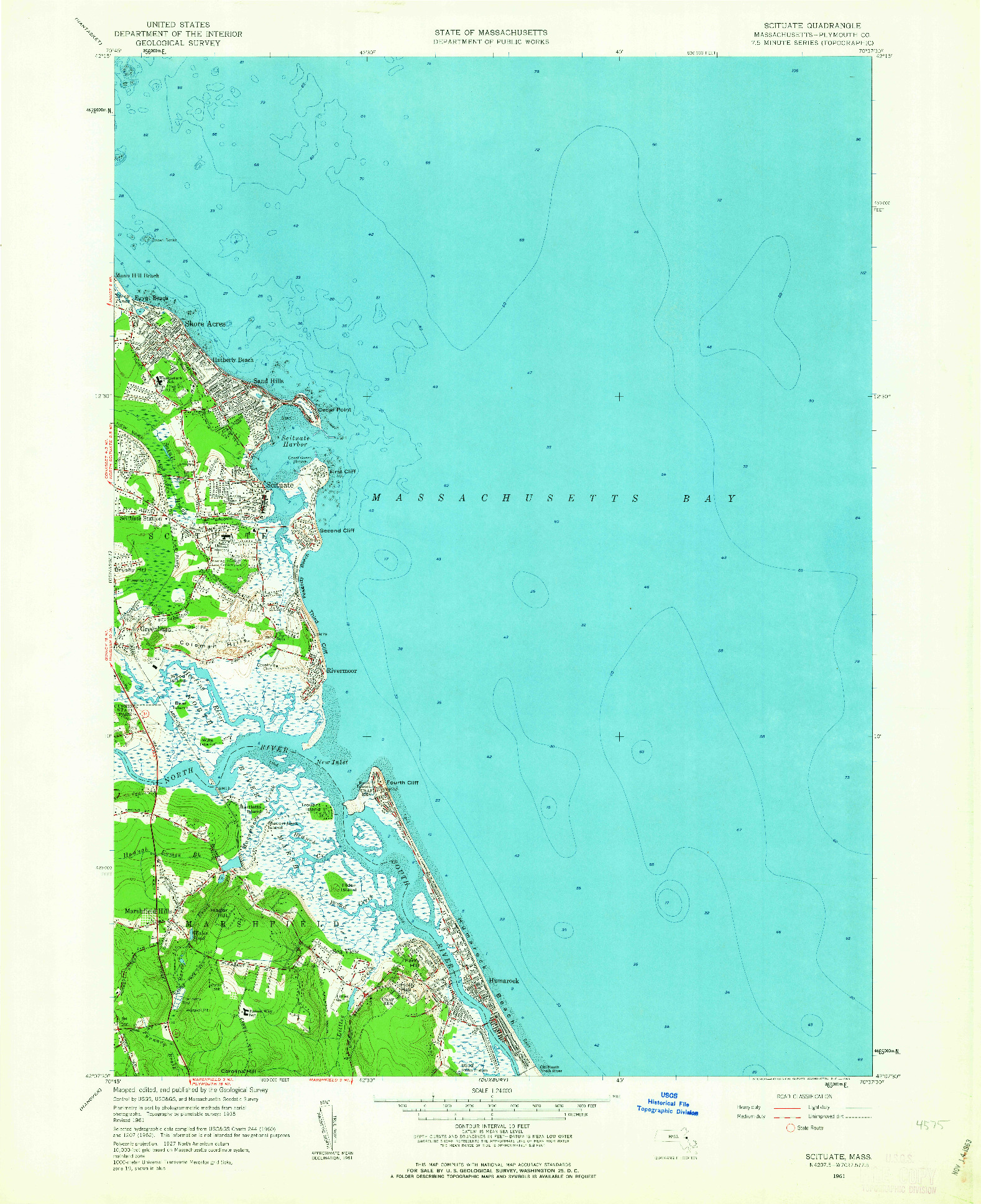 USGS 1:24000-SCALE QUADRANGLE FOR SCITUATE, MA 1961