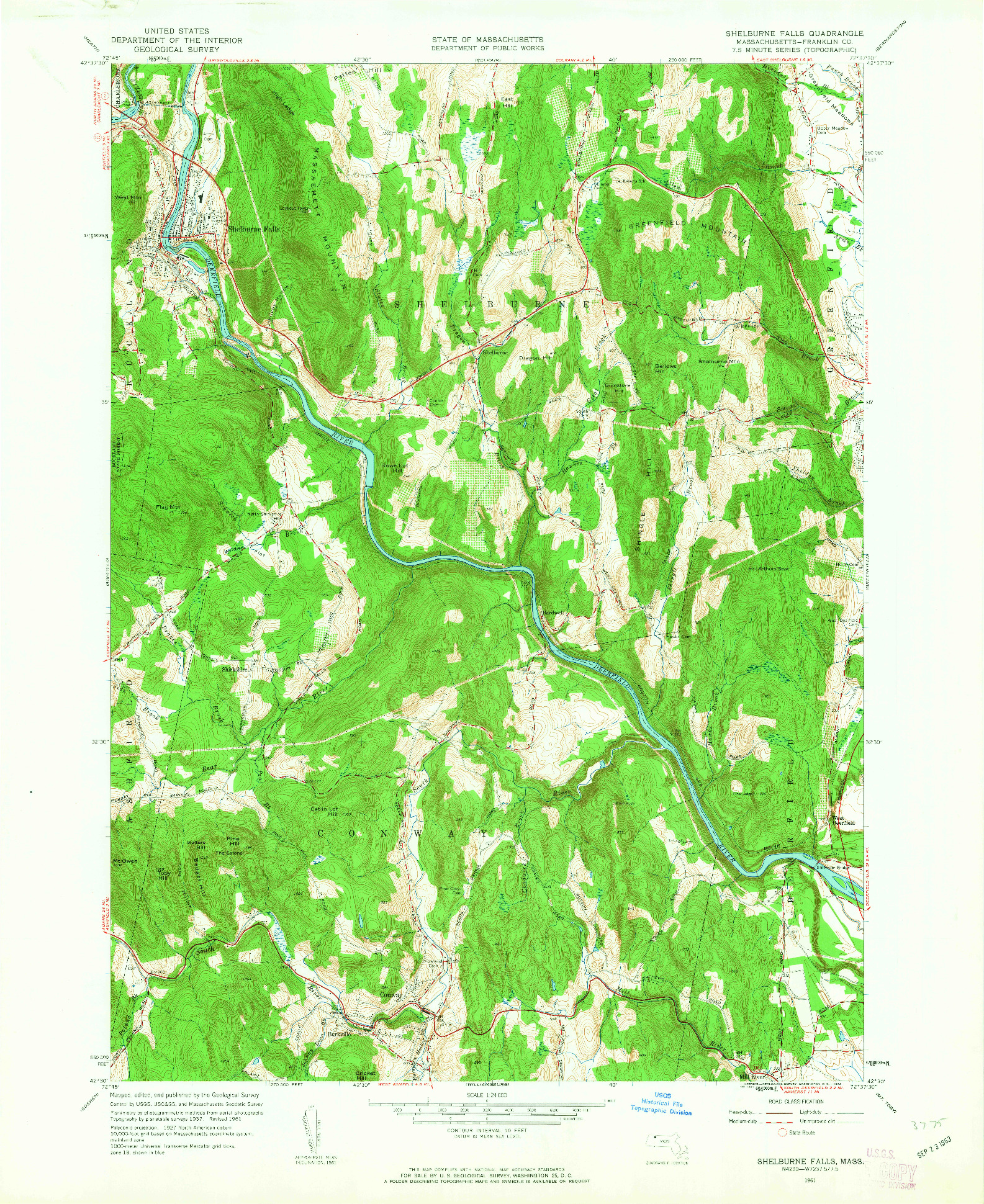 USGS 1:24000-SCALE QUADRANGLE FOR SHELBURNE FALLS, MA 1961