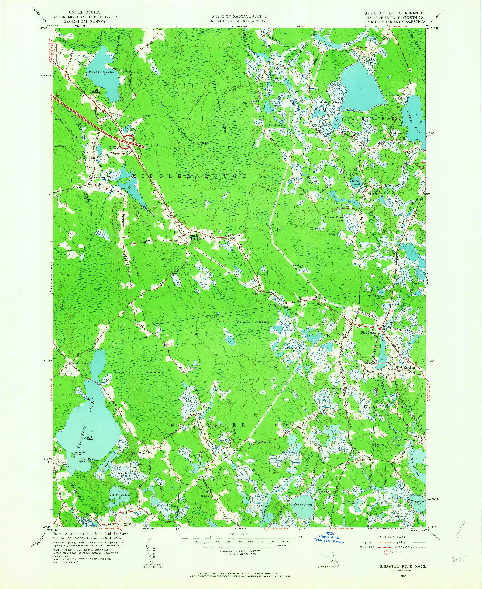 USGS 1:24000-SCALE QUADRANGLE FOR SNIPATUIT POND, MA 1962