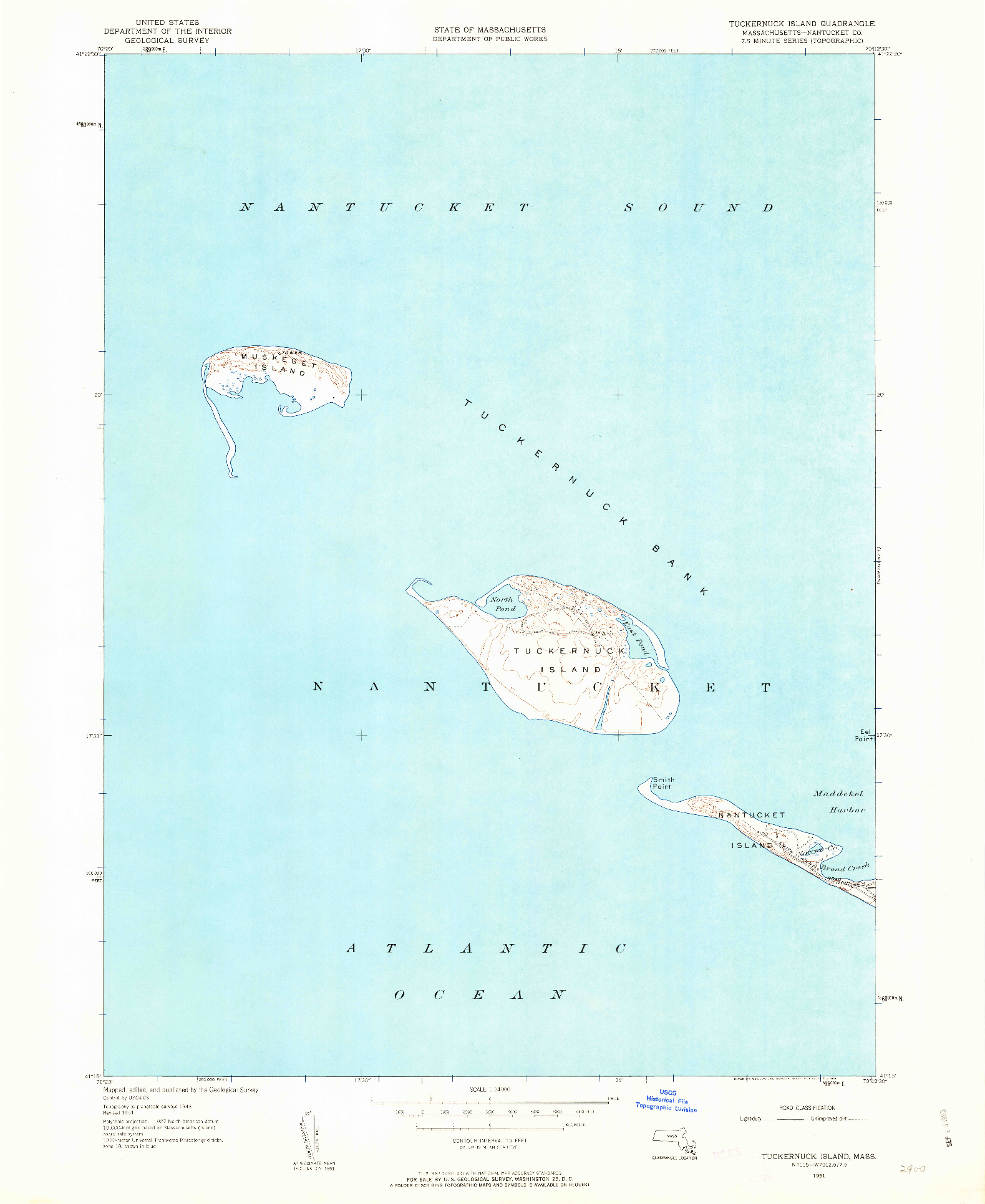 USGS 1:24000-SCALE QUADRANGLE FOR TUCKERNUCK ISLAND, MA 1951