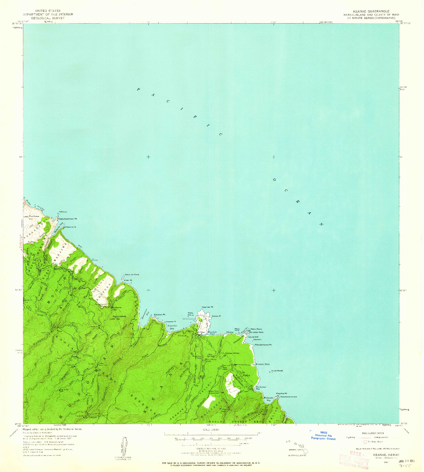 USGS 1:24000-SCALE QUADRANGLE FOR KEANAE, HI 1957