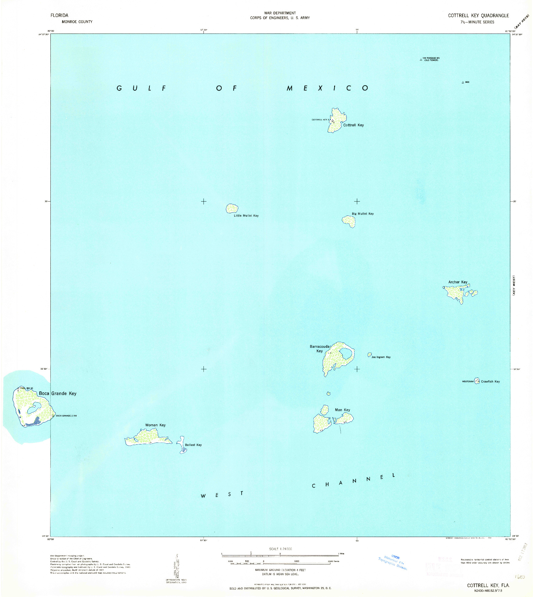 USGS 1:24000-SCALE QUADRANGLE FOR COTTRELL KEY, FL 1963