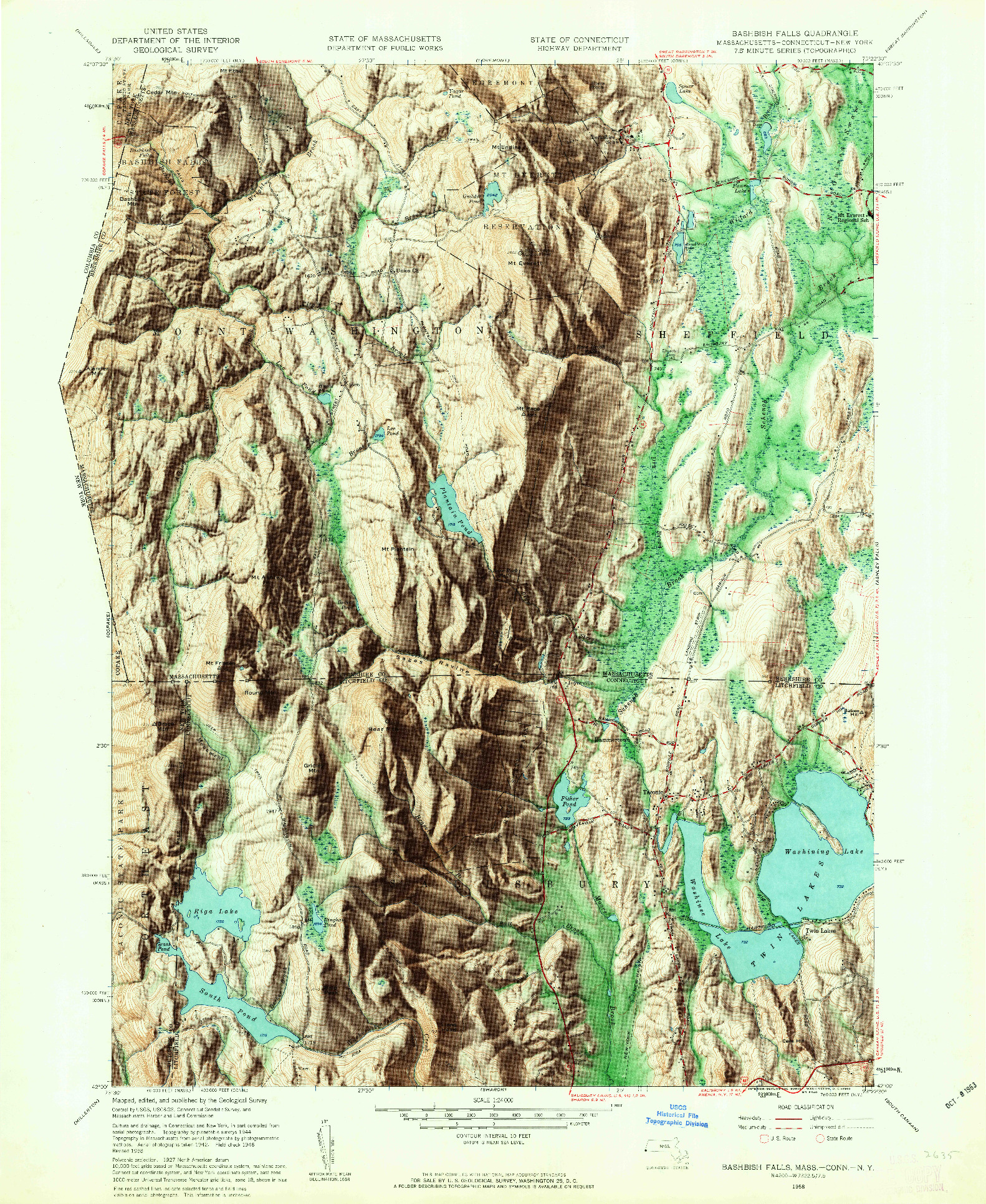 USGS 1:24000-SCALE QUADRANGLE FOR BASHBISH FALLS, MA 1958