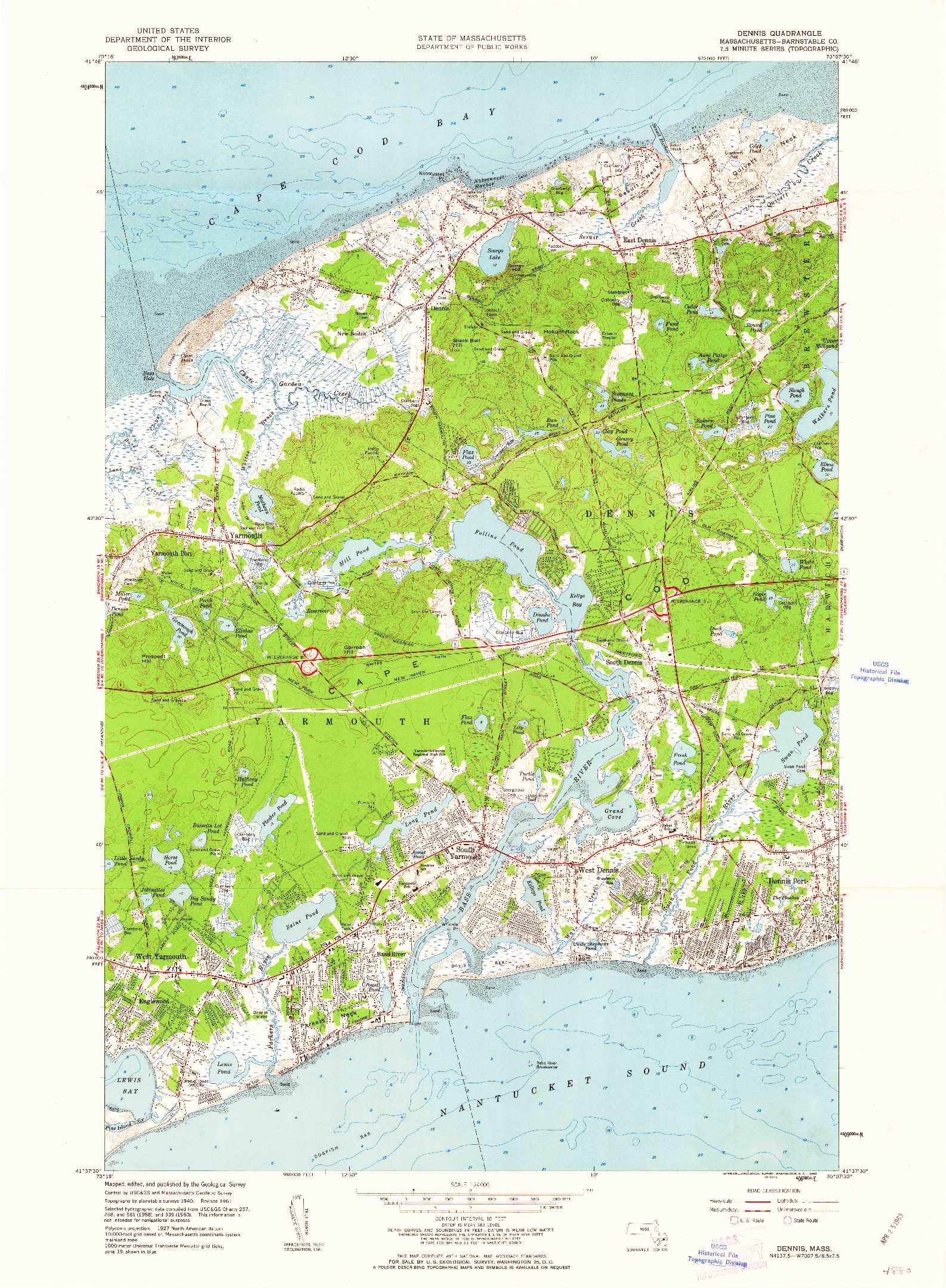 USGS 1:24000-SCALE QUADRANGLE FOR DENNIS, MA 1961