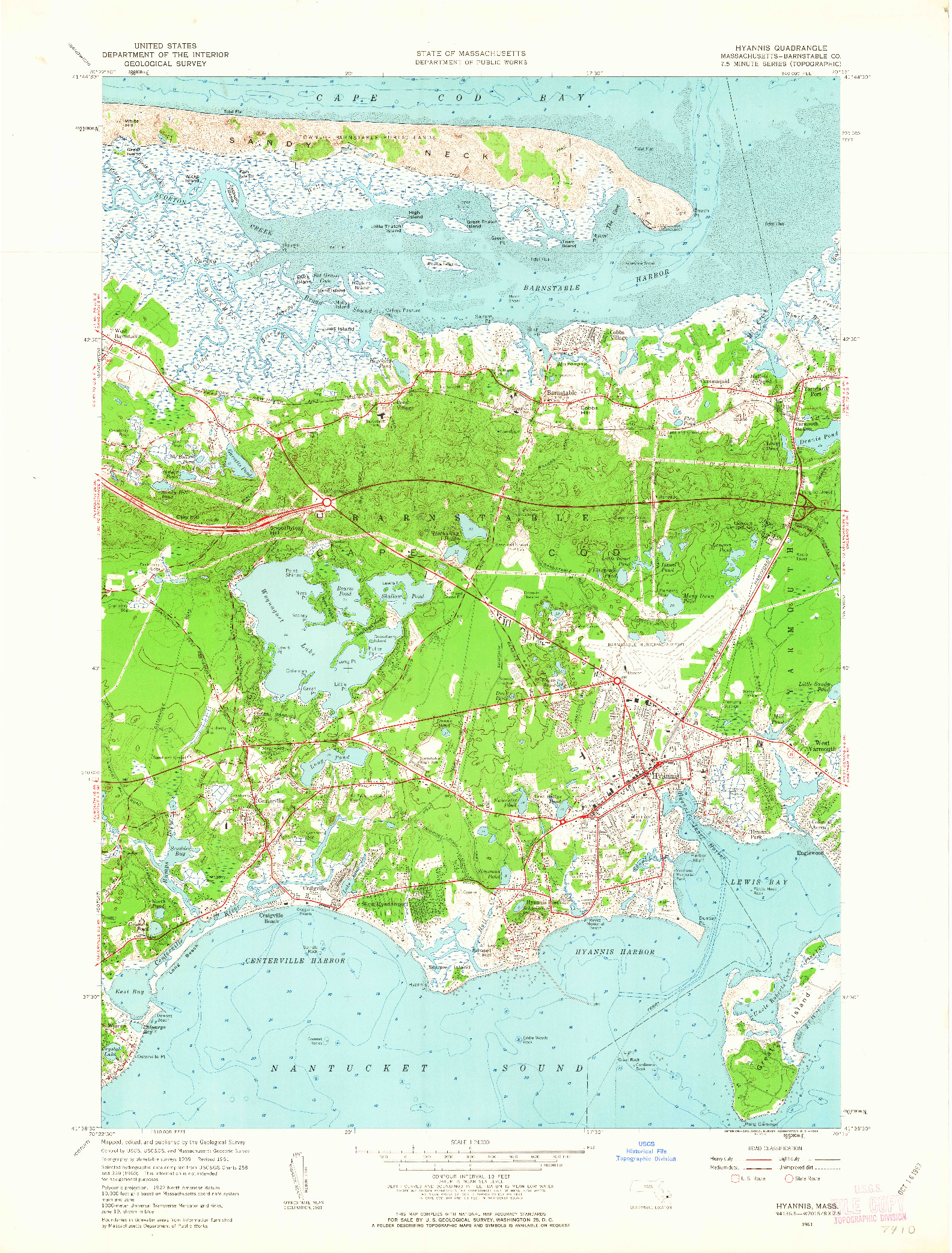 USGS 1:24000-SCALE QUADRANGLE FOR HYANNIS, MA 1961