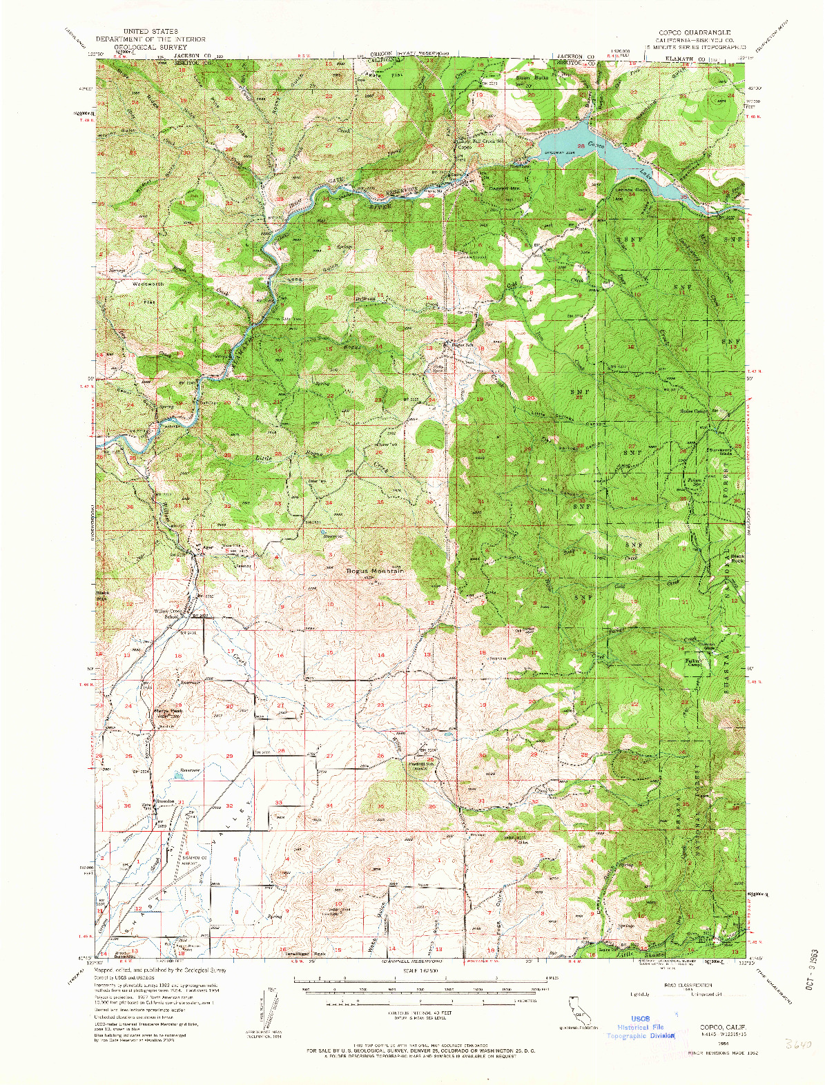 USGS 1:62500-SCALE QUADRANGLE FOR COPCO, CA 1954