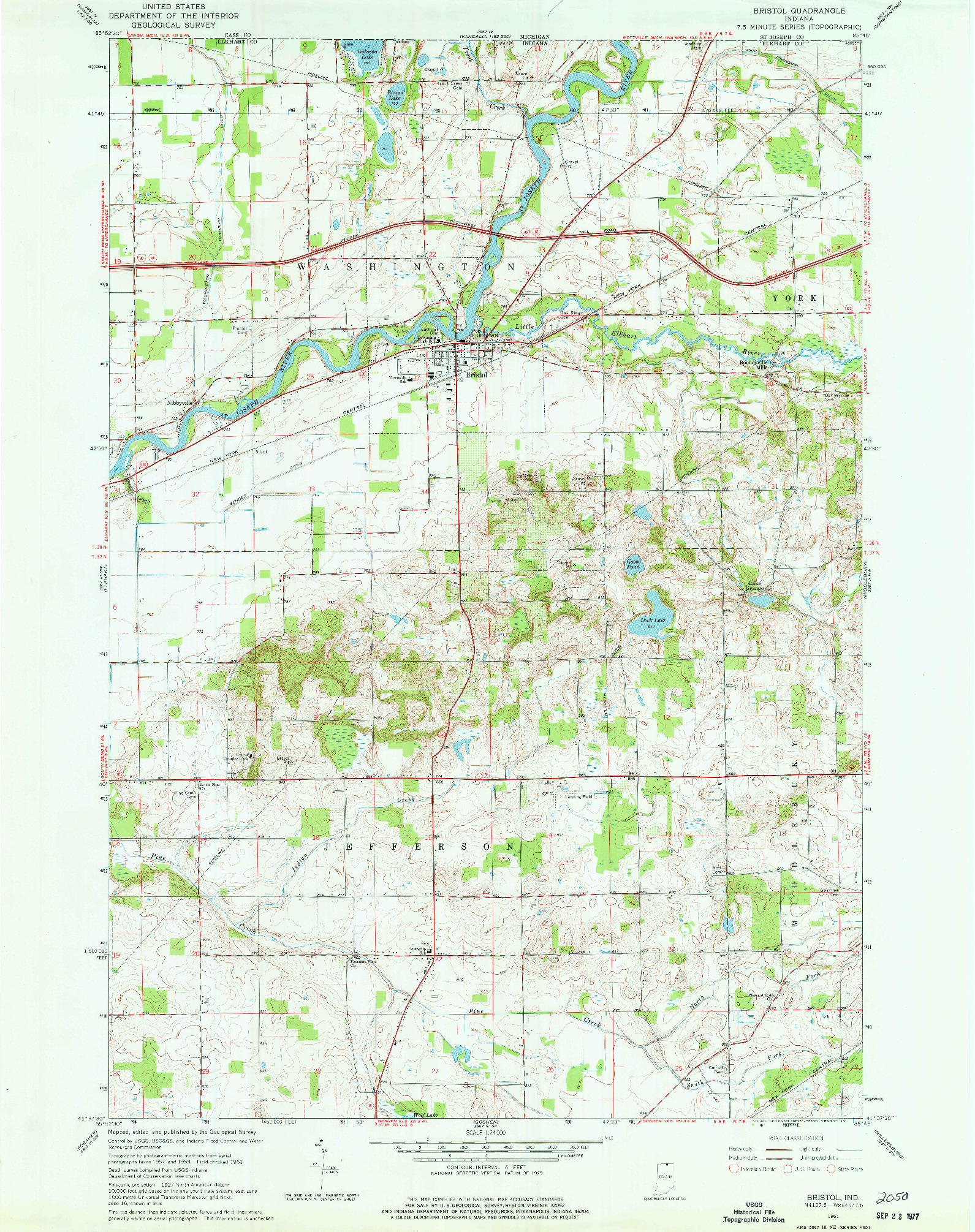 USGS 1:24000-SCALE QUADRANGLE FOR BRISTOL, IN 1961