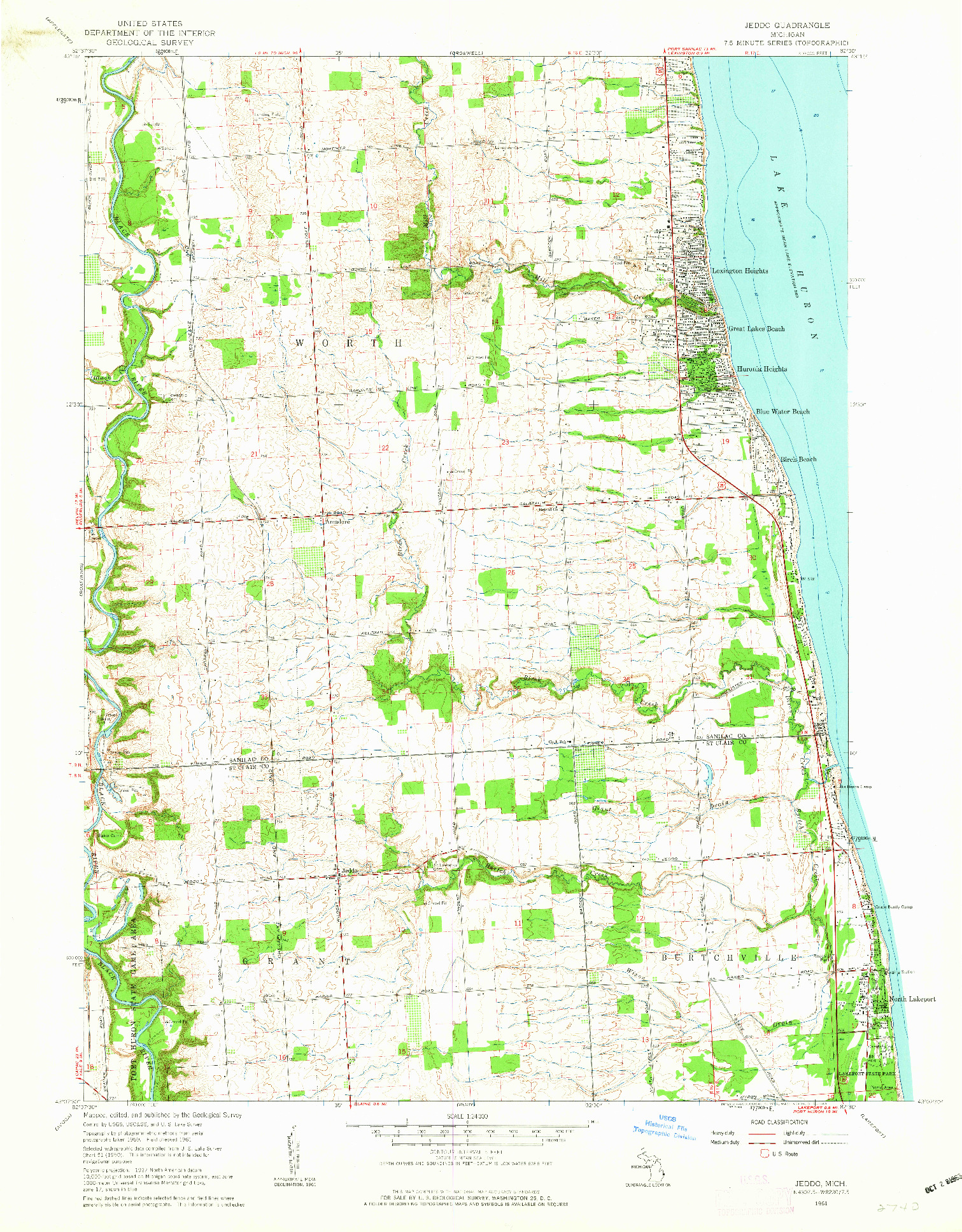 USGS 1:24000-SCALE QUADRANGLE FOR JEDDO, MI 1961