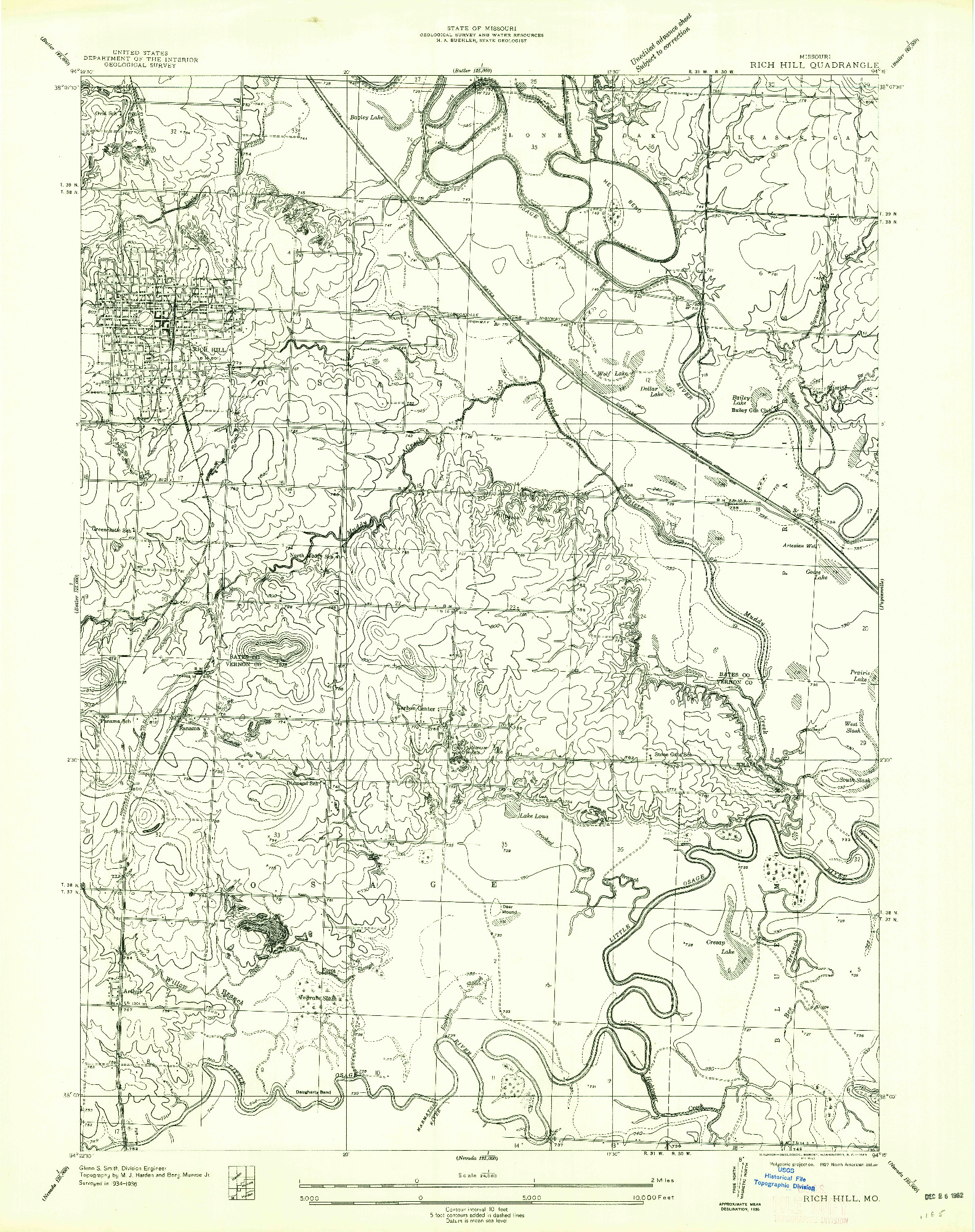 USGS 1:24000-SCALE QUADRANGLE FOR RICH HILL, MO 1963