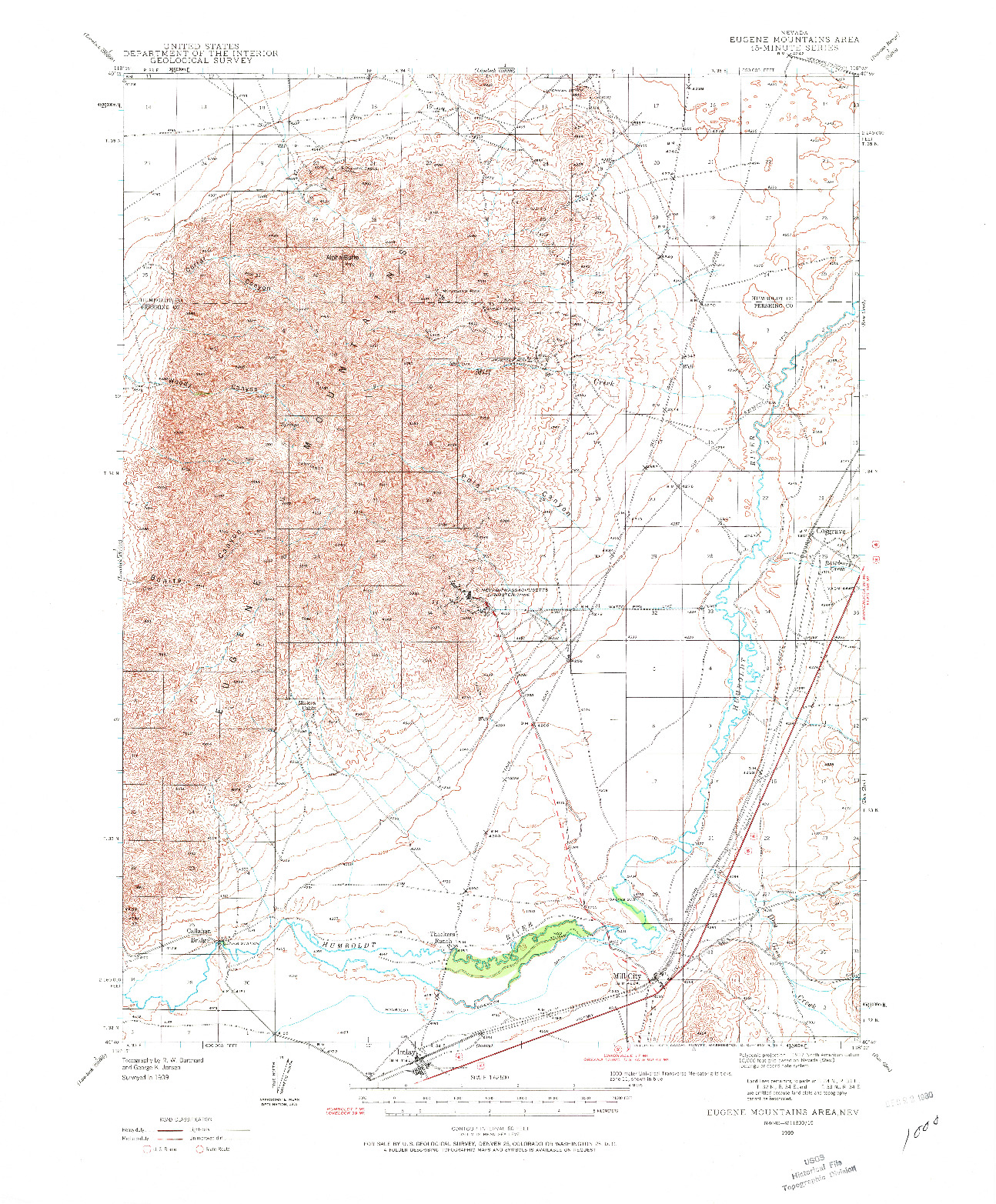 USGS 1:62500-SCALE QUADRANGLE FOR EUGENE MOUNTAINS AREA, NV 1939