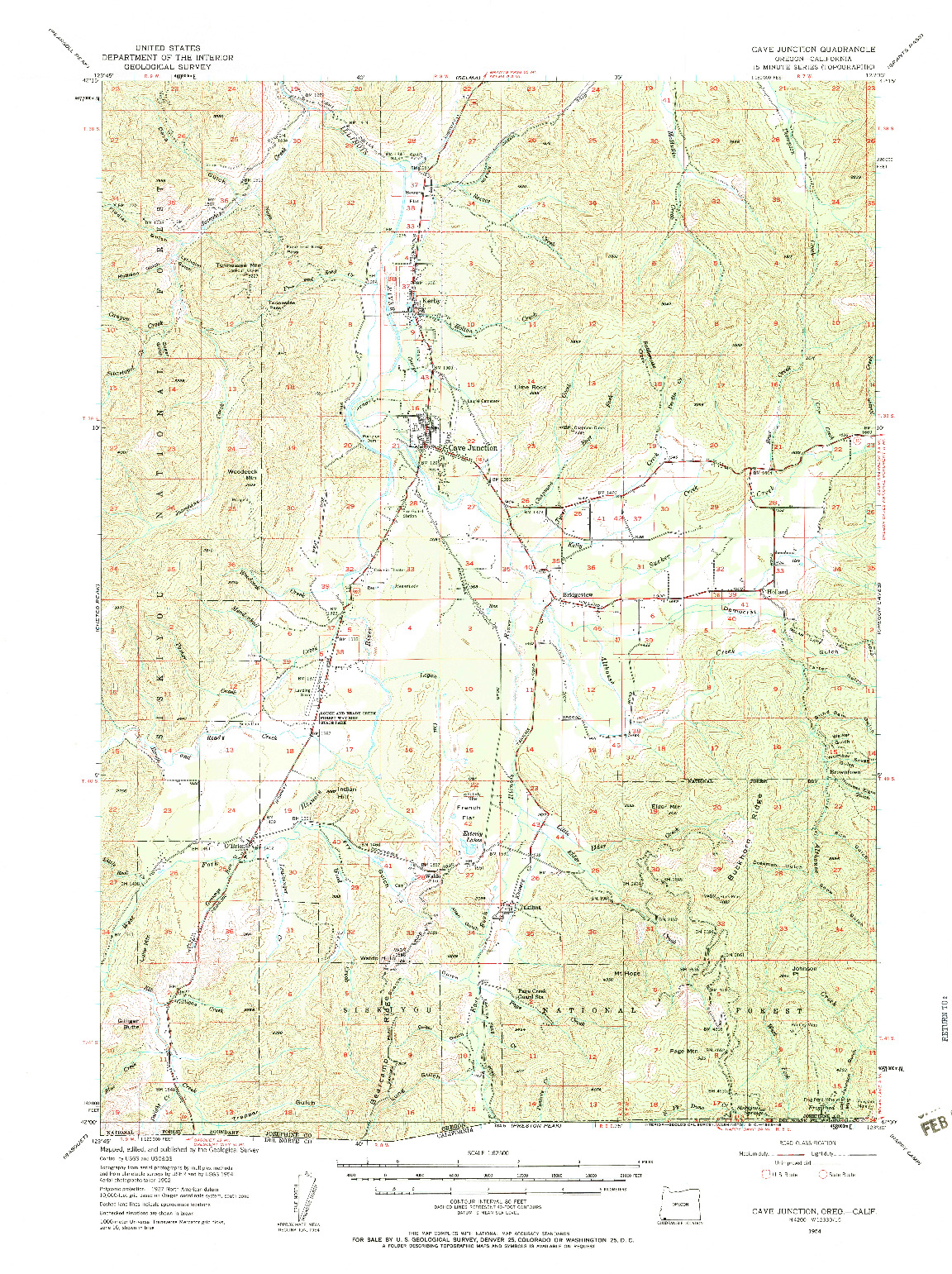 USGS 1:62500-SCALE QUADRANGLE FOR CAVE JUNCTION, OR 1954