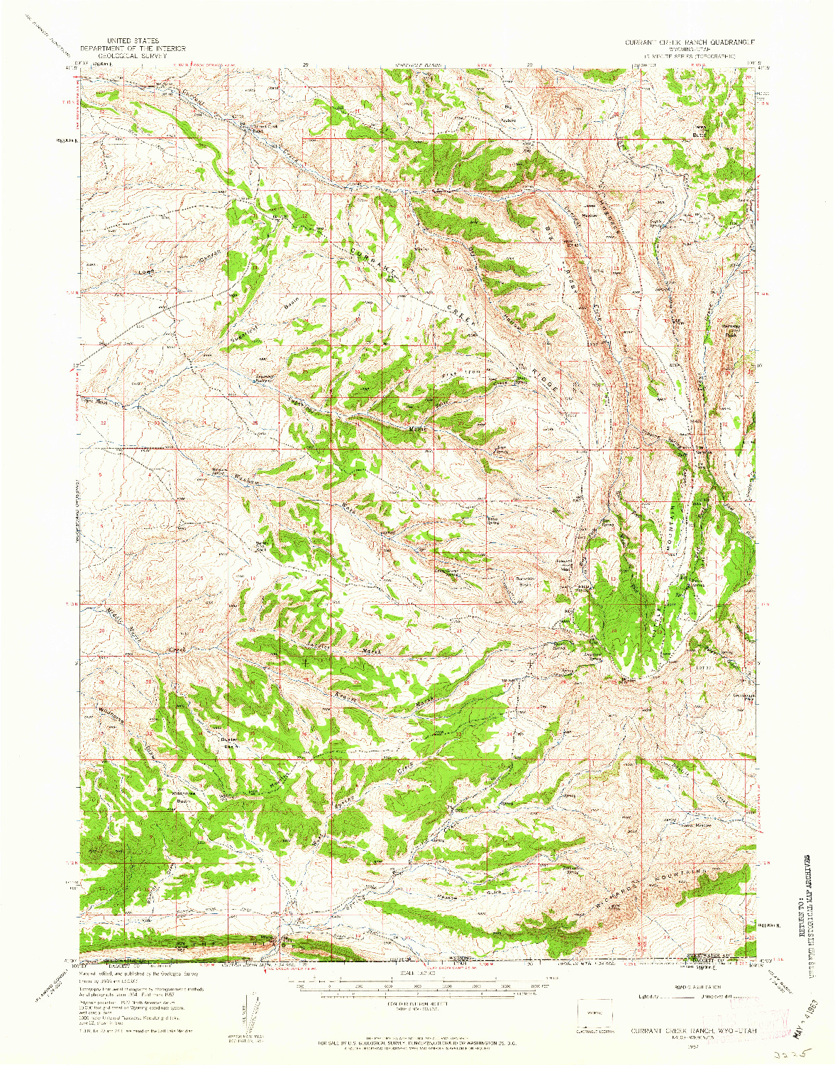 USGS 1:62500-SCALE QUADRANGLE FOR CURRANT CREEK RANCH, WY 1957