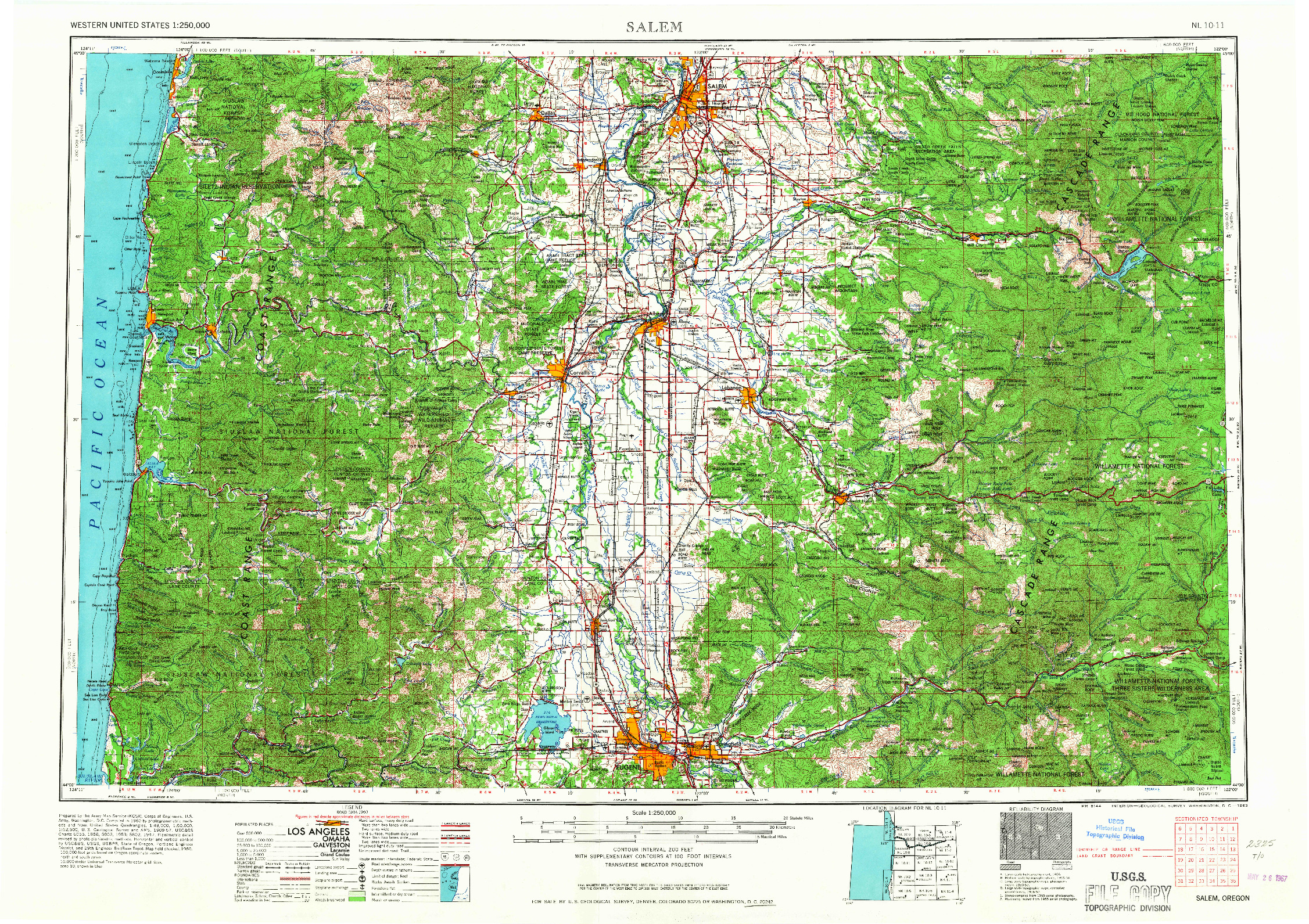 USGS 1:250000-SCALE QUADRANGLE FOR SALEM, OR 1963
