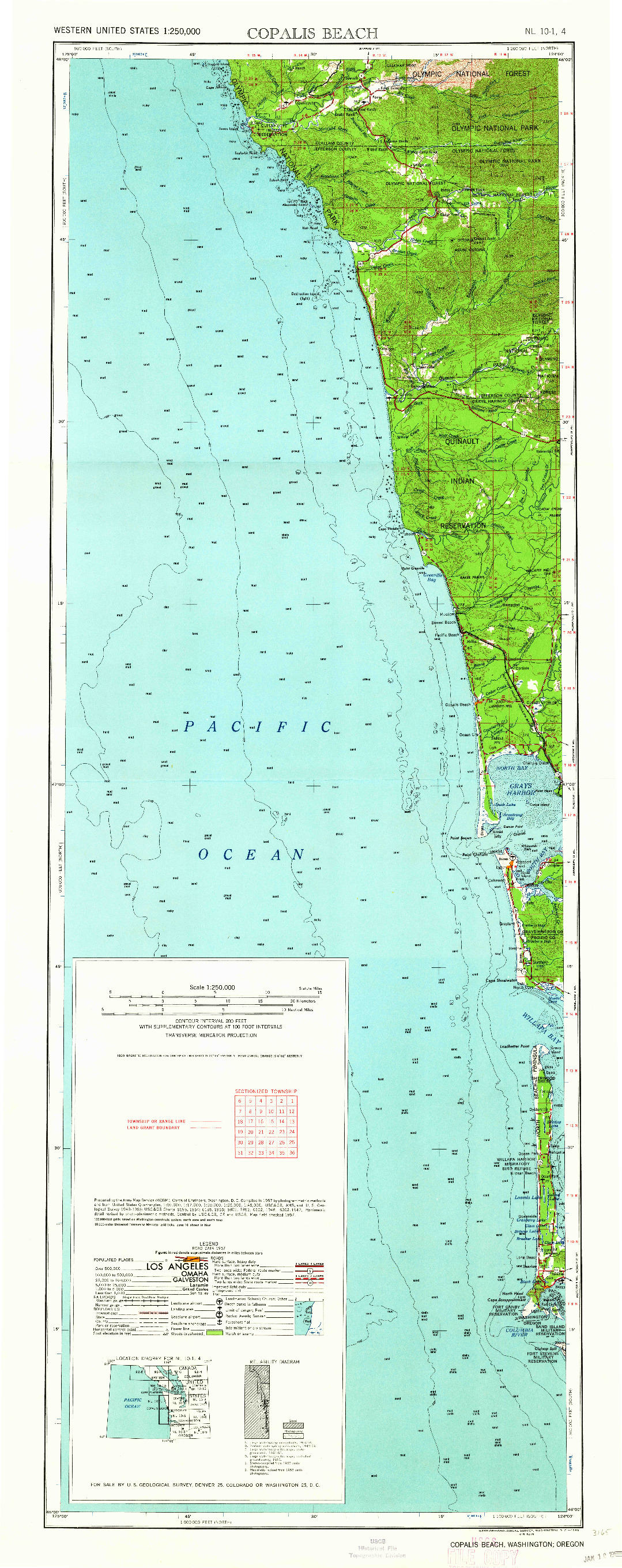 USGS 1:250000-SCALE QUADRANGLE FOR COPALIS BEACH, WA 1963