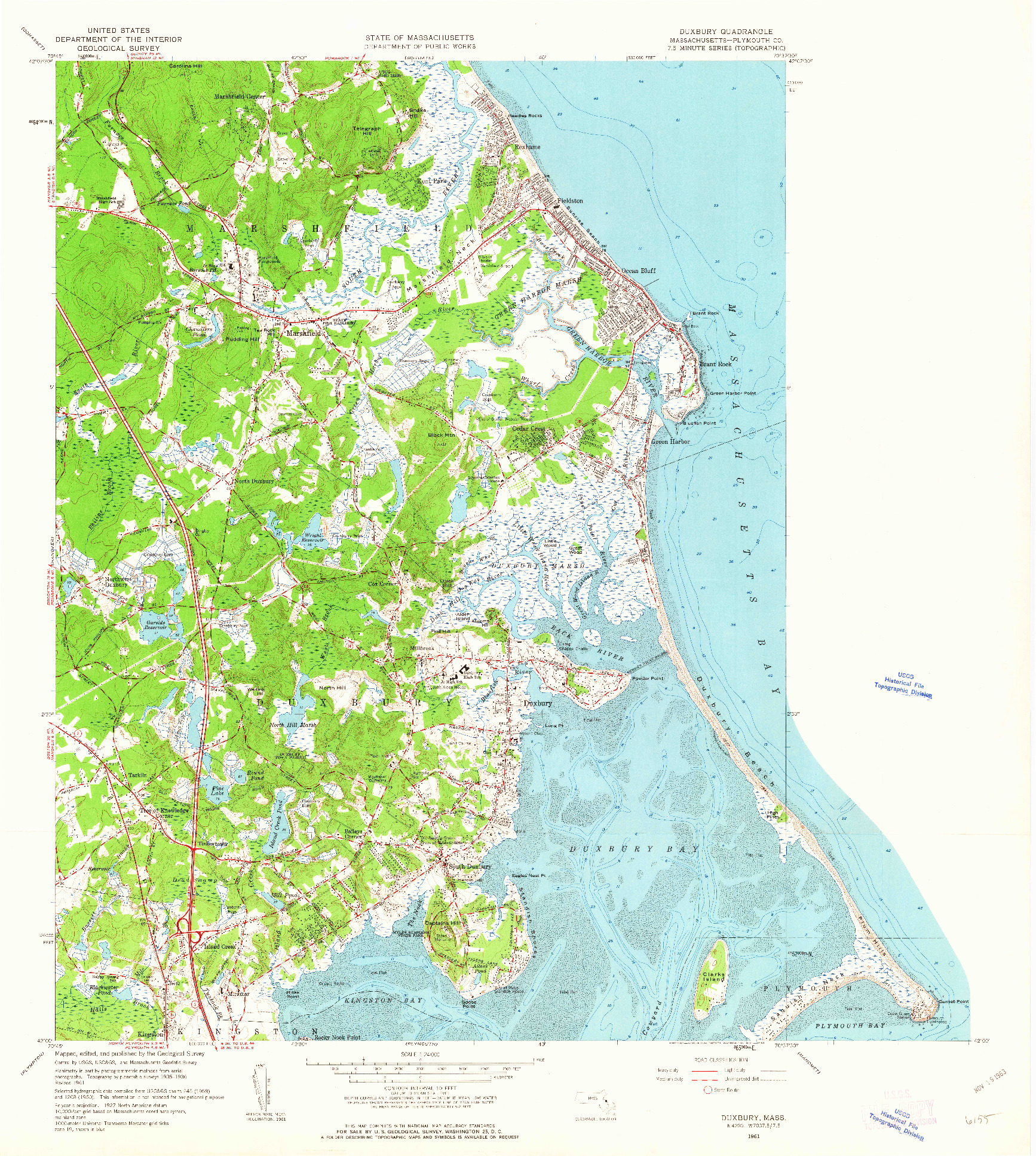 USGS 1:24000-SCALE QUADRANGLE FOR DUXBURY, MA 1961