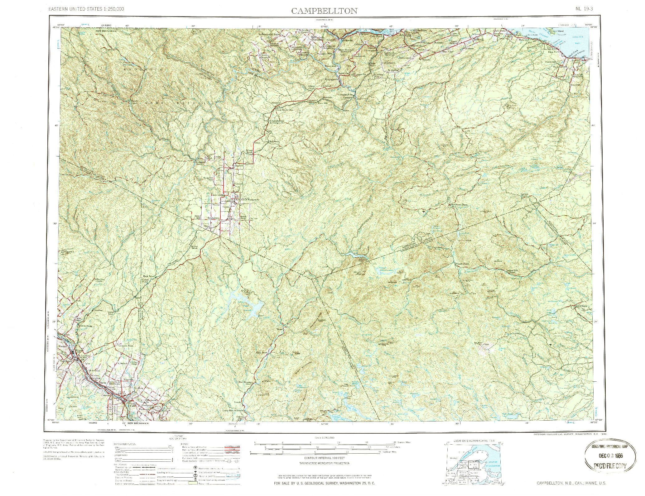 USGS 1:250000-SCALE QUADRANGLE FOR CAMPBELLTON, ME 1963