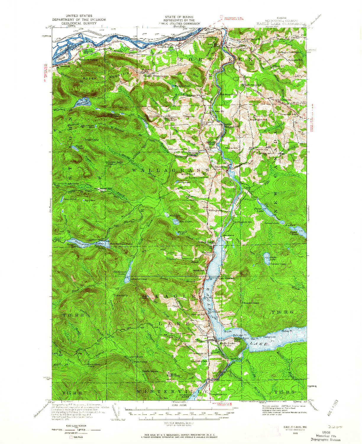 USGS 1:62500-SCALE QUADRANGLE FOR EAGLE LAKE, ME 1928