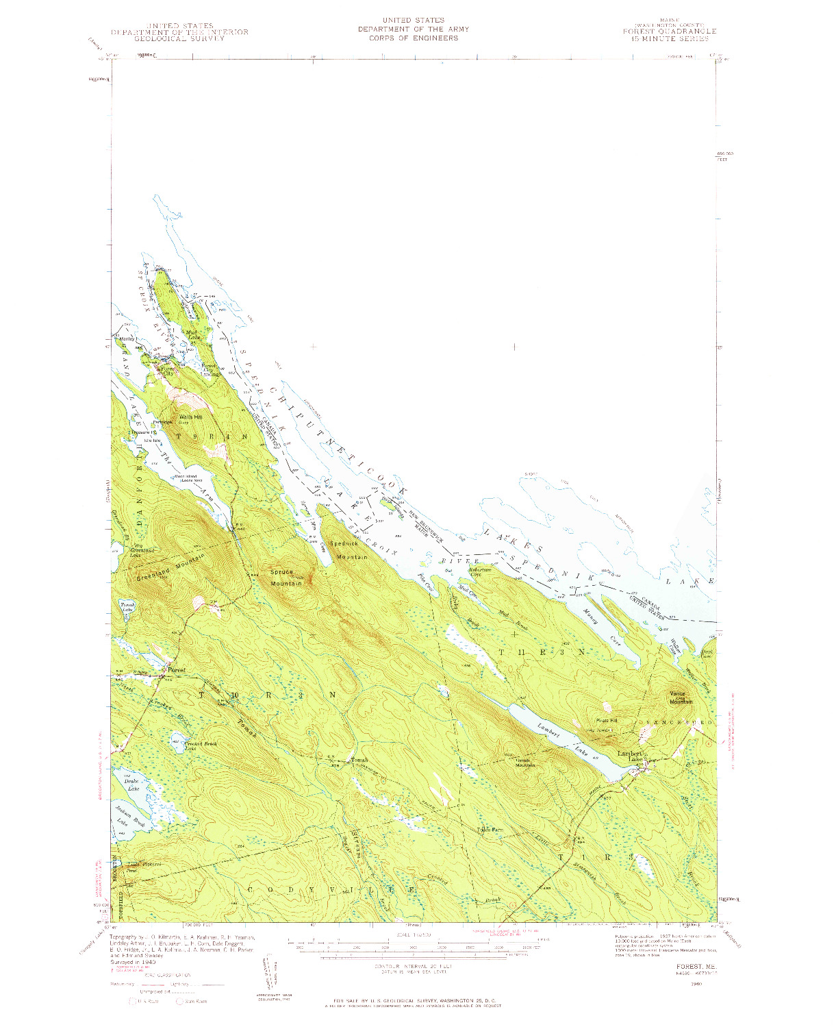 USGS 1:62500-SCALE QUADRANGLE FOR FOREST, ME 1940