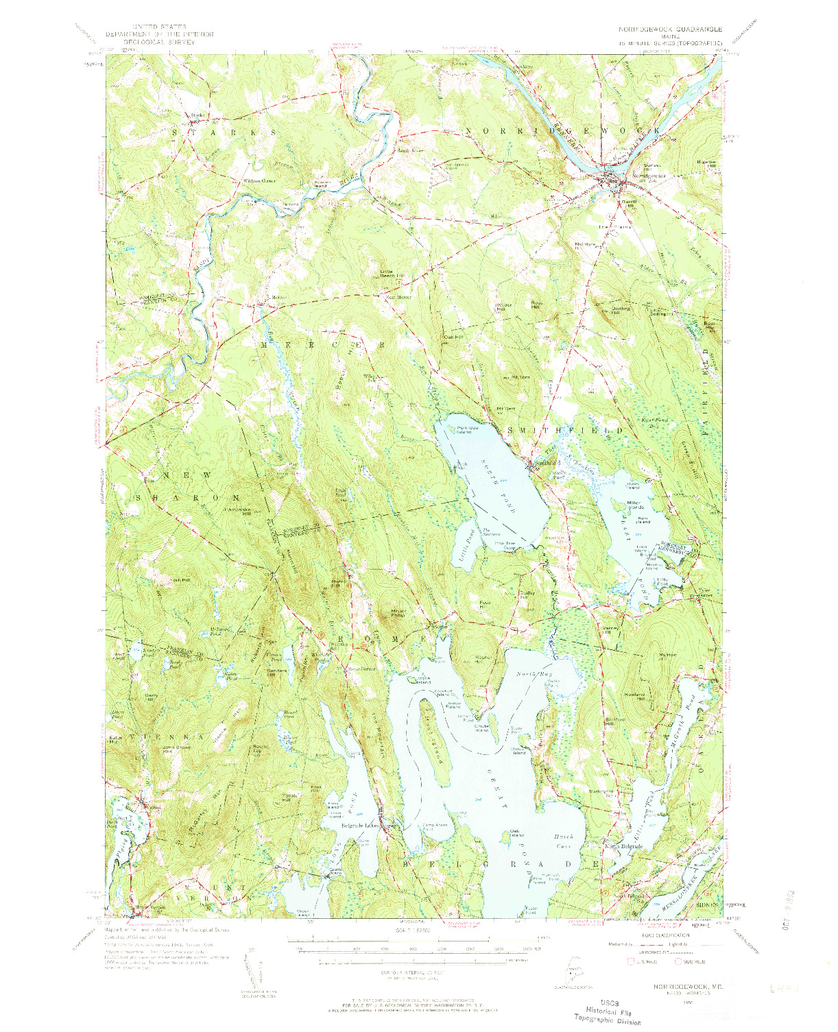 USGS 1:62500-SCALE QUADRANGLE FOR NORRIDGEWOCK, ME 1956