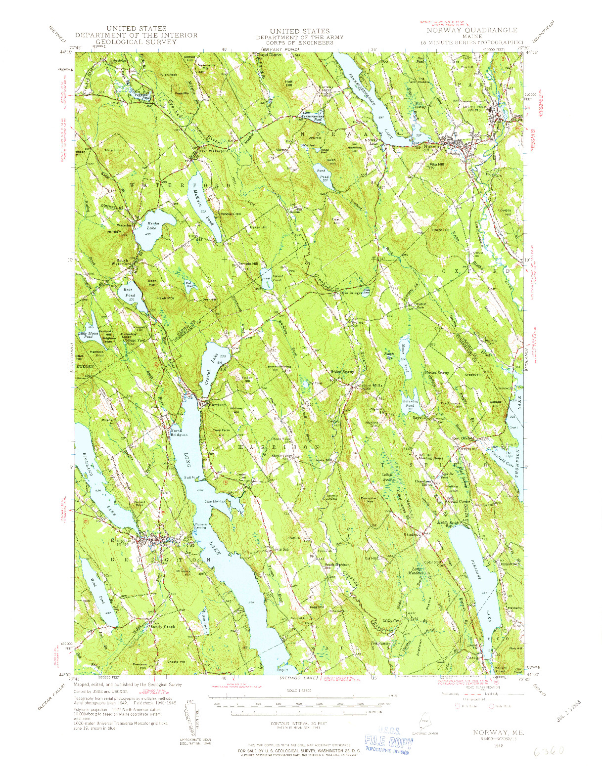 USGS 1:62500-SCALE QUADRANGLE FOR NORWAY, ME 1946