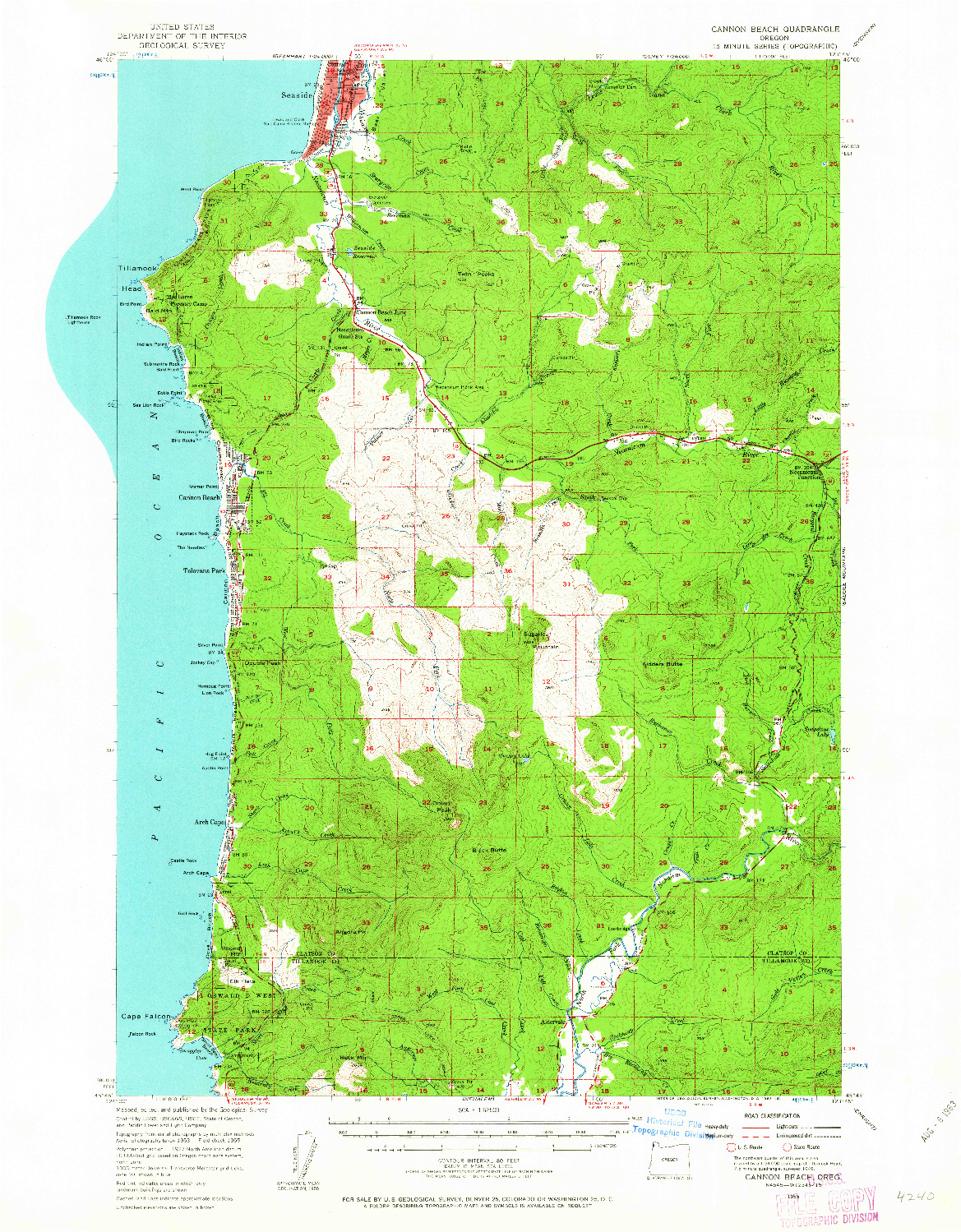 USGS 1:62500-SCALE QUADRANGLE FOR CANNON BEACH, OR 1955