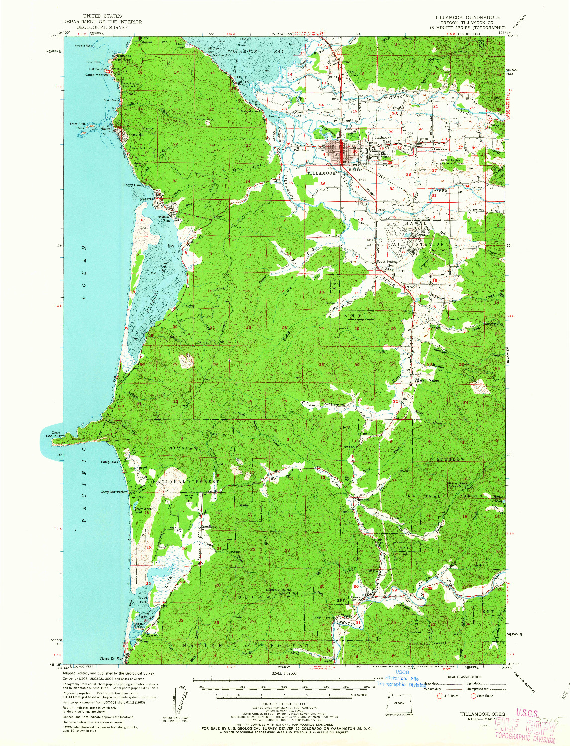 USGS 1:62500-SCALE QUADRANGLE FOR TILLAMOOK, OR 1955