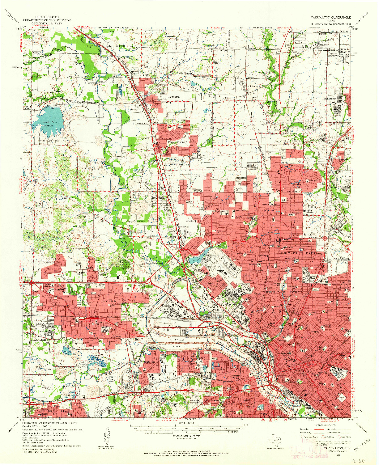 USGS 1:62500-SCALE QUADRANGLE FOR CARROLLTON, TX 1959