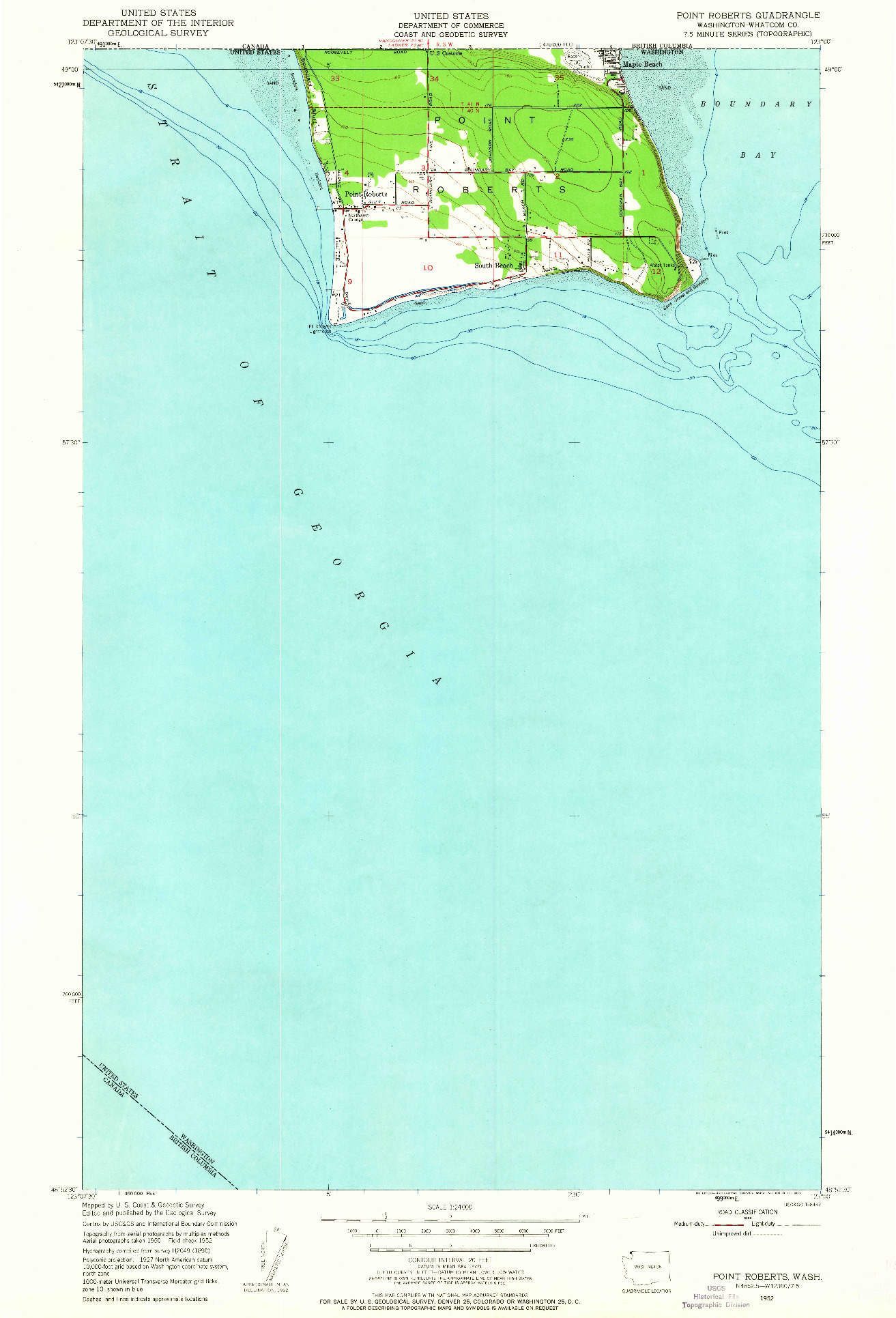 USGS 1:24000-SCALE QUADRANGLE FOR POINT ROBERTS, WA 1952