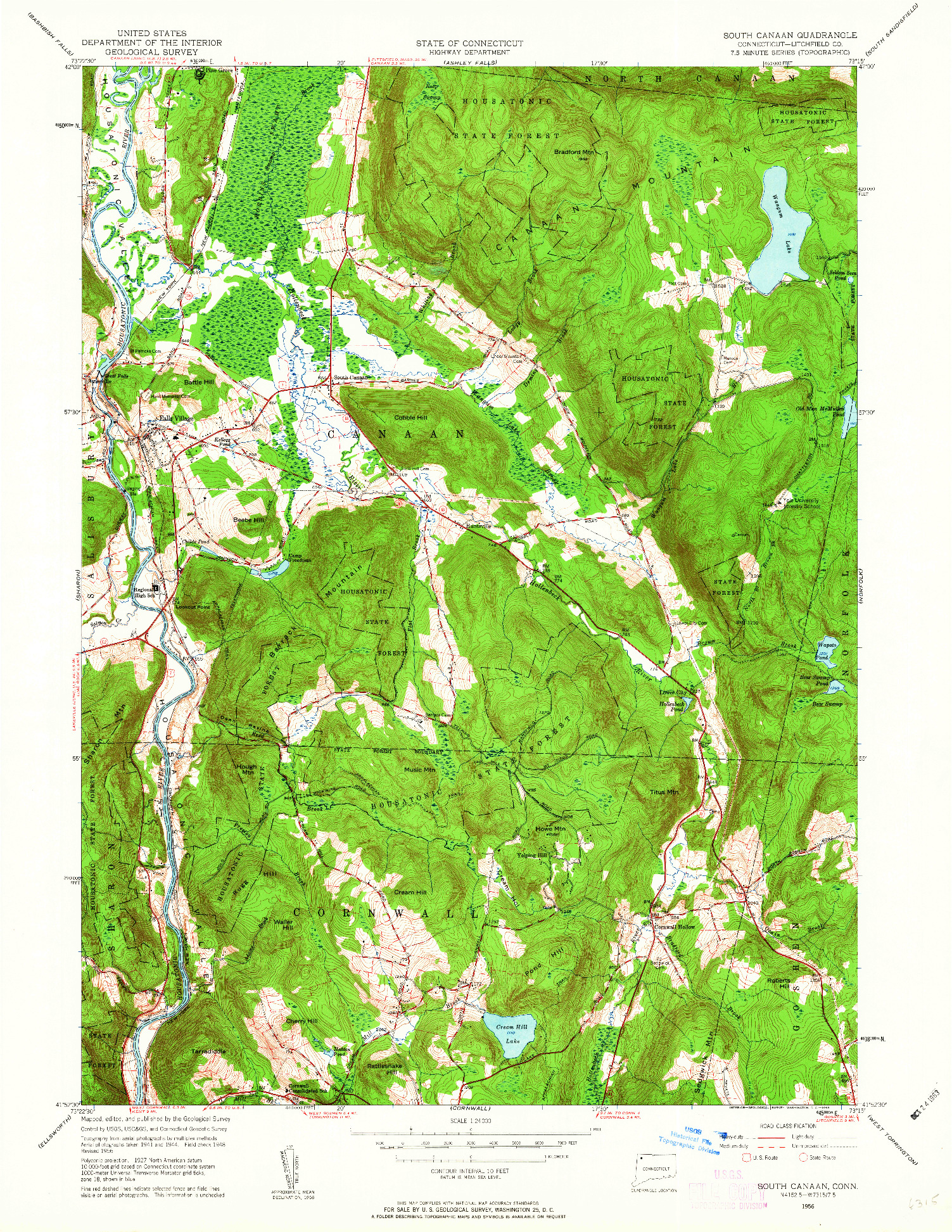 USGS 1:24000-SCALE QUADRANGLE FOR SOUTH CANAAN, CT 1956