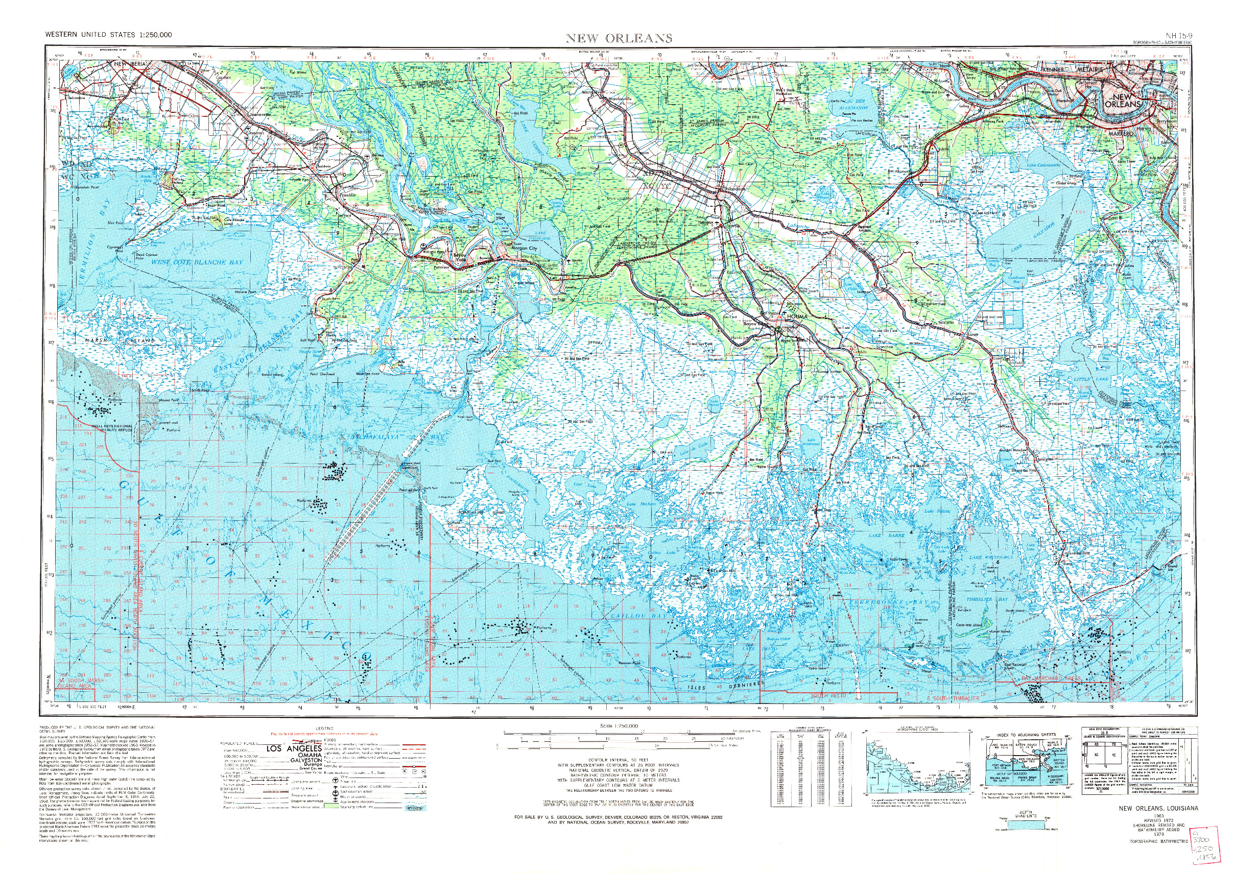 USGS 1:250000-SCALE QUADRANGLE FOR NEW ORLEANS, LA 1963