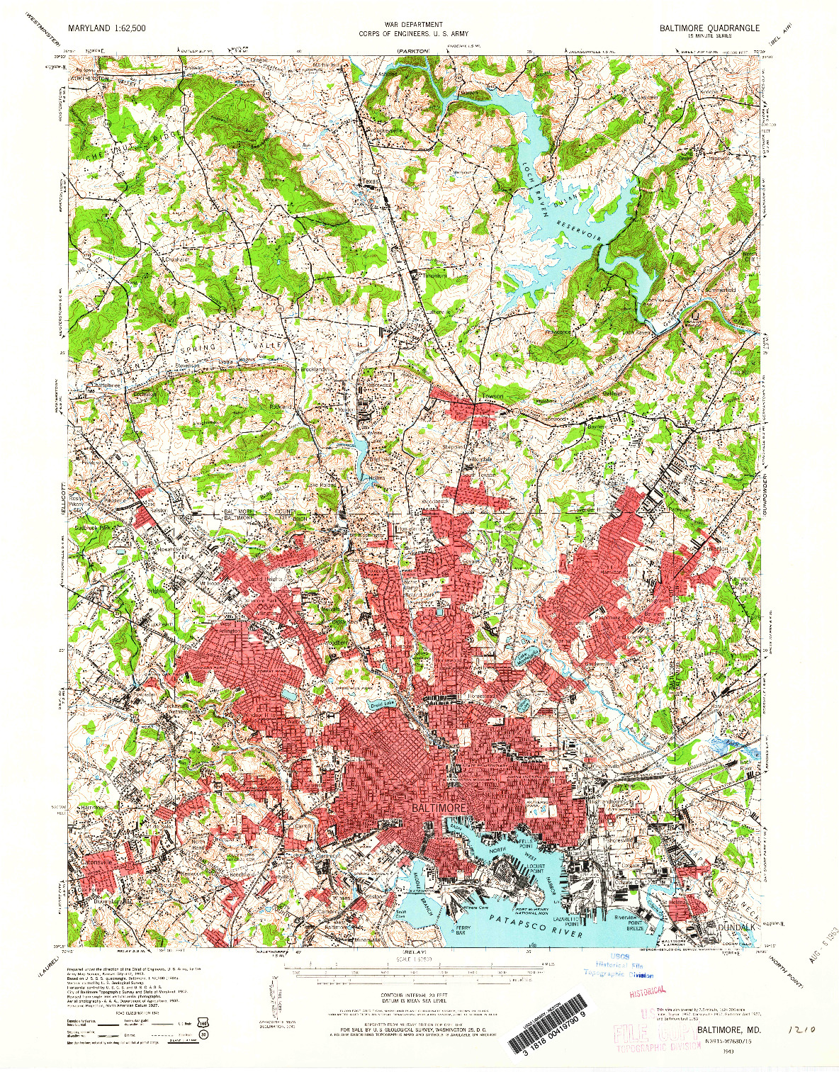 USGS 1:62500-SCALE QUADRANGLE FOR BALTIMORE, MD 1943