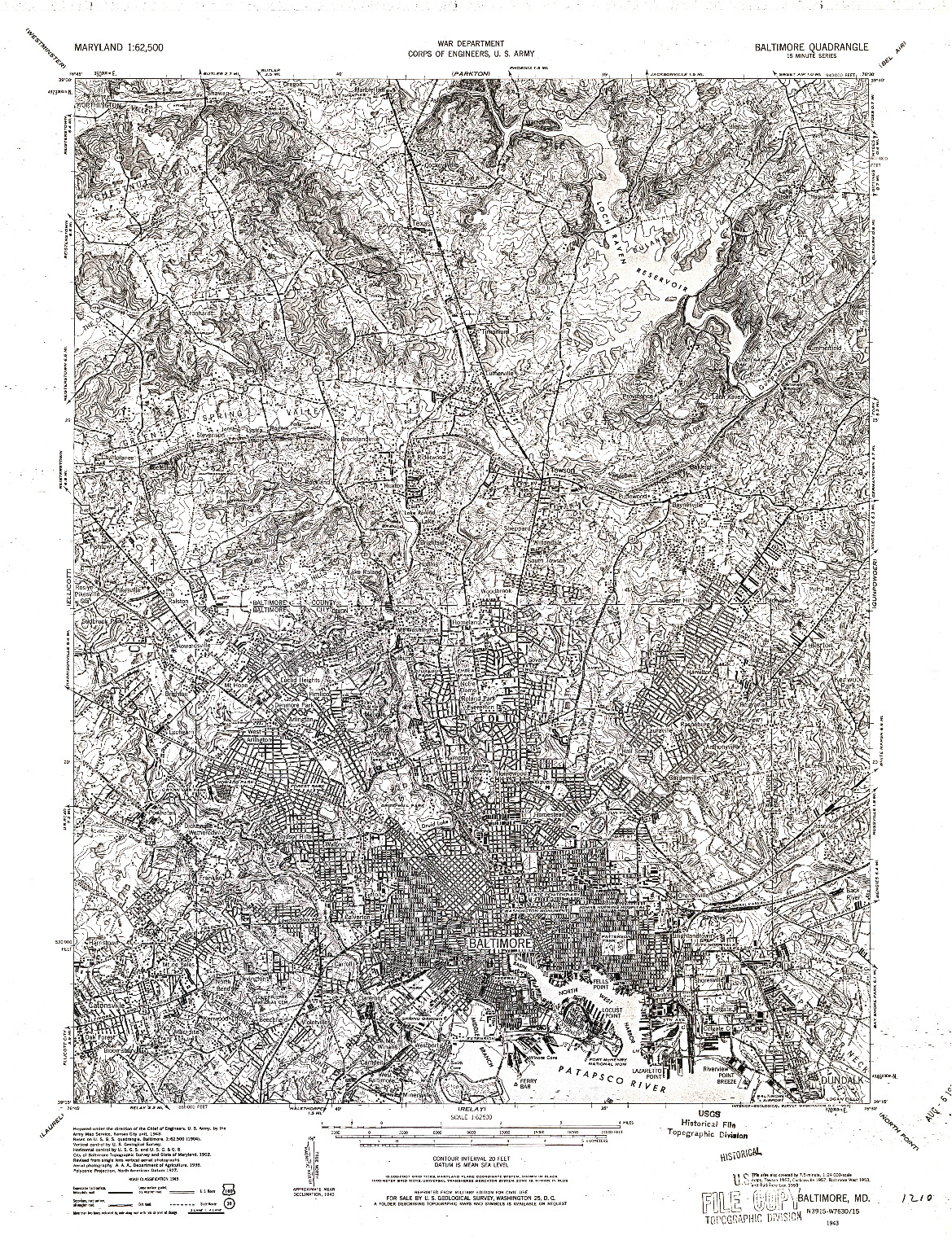 USGS 1:62500-SCALE QUADRANGLE FOR BALTIMORE, MD 1943